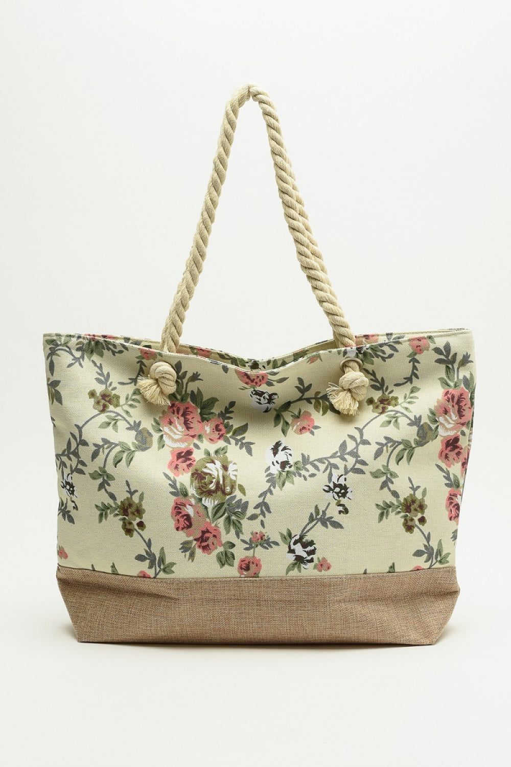 Justin Taylor Floral Rope Handle Tote - Premium from Trendsi - Just $14.14! Shop now at Concordia Style Boutique