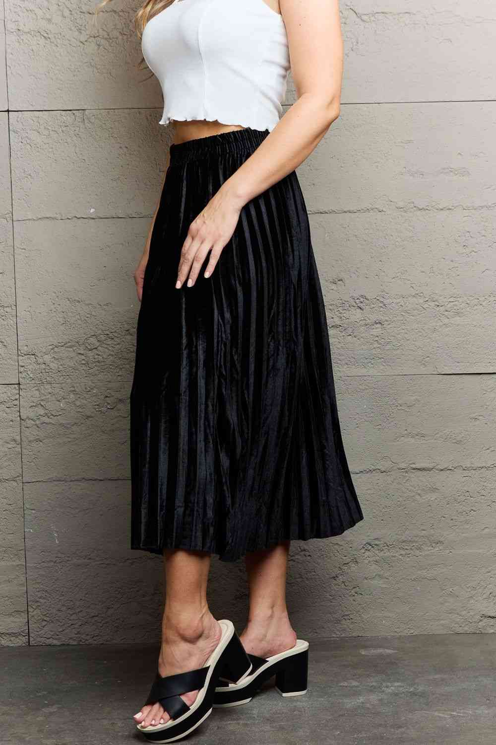 Ninexis Accordion Pleated Flowy Midi Skirt - Concordia Style Boutique