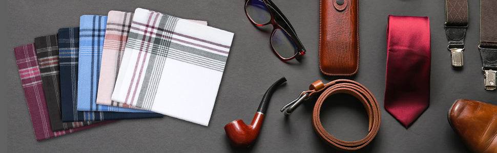 Men's Handkerchiefs, 12 Pack Gents Hankies - Men's Premium Handkerchiefs - Cotton White Pocket Square Hanks for Men & Women - Concordia Style Boutique