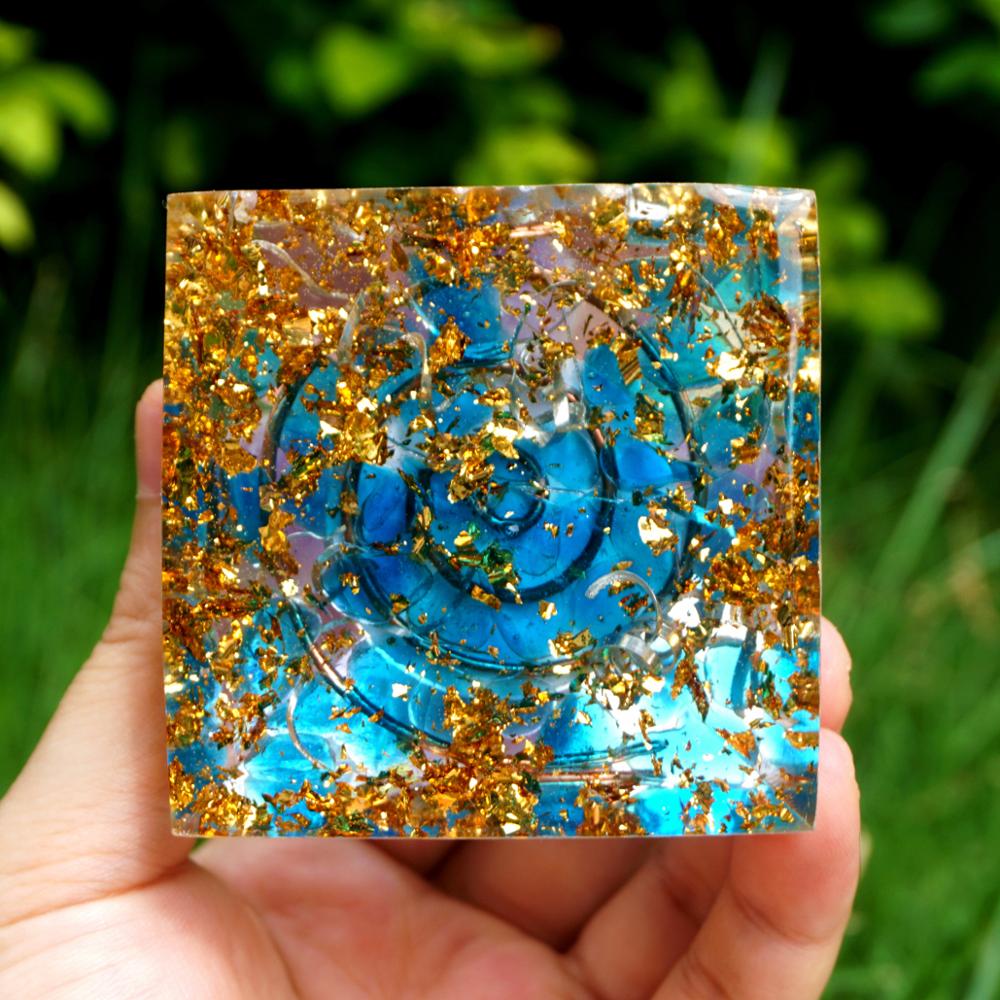 Handmade Amethyst Crystal Sphere Orgone Pyramid Copper Blue Quartz EMF Protection Energy Orgonite - Concordia Style Boutique