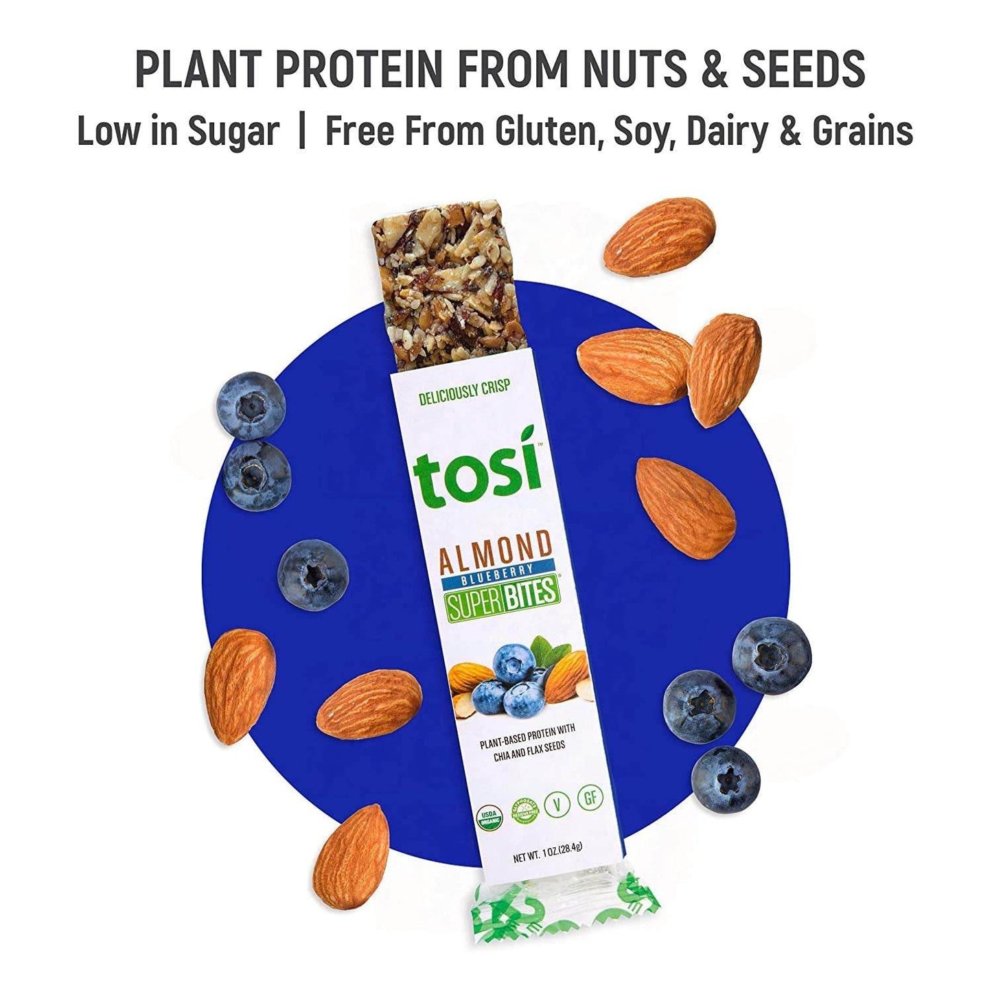 Tosi Organic SuperBites Vegan Snacks, Blueberry Almond, 1 Oz, Pack of 1 - Concordia Style Boutique