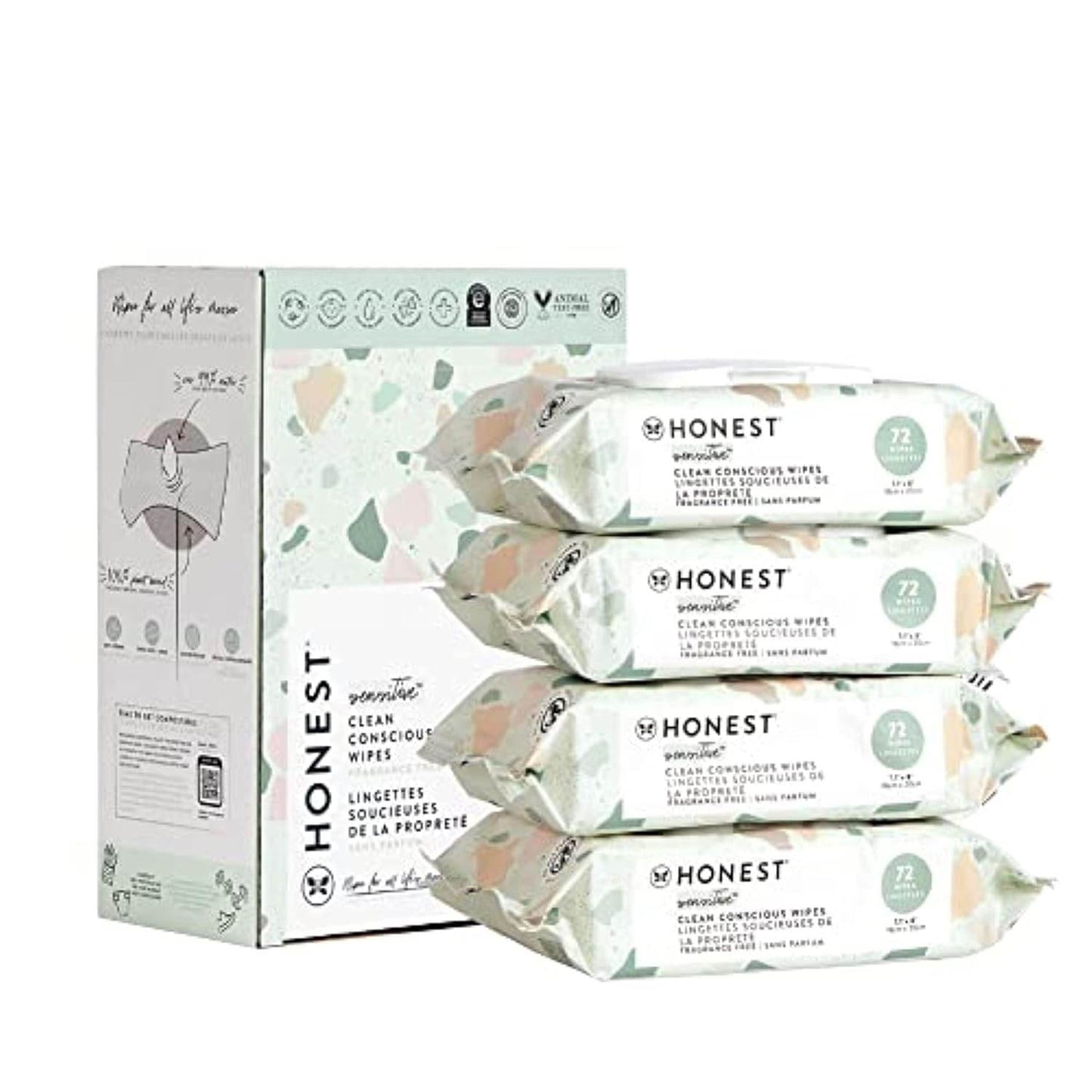 The Honest Company Clean Conscious Wipes | 99% Water, Compostable, Plant-Based, Baby Wipes | Hypoallergenic, EWG Verified | Geo Mood, 288 Count - Concordia Style Boutique