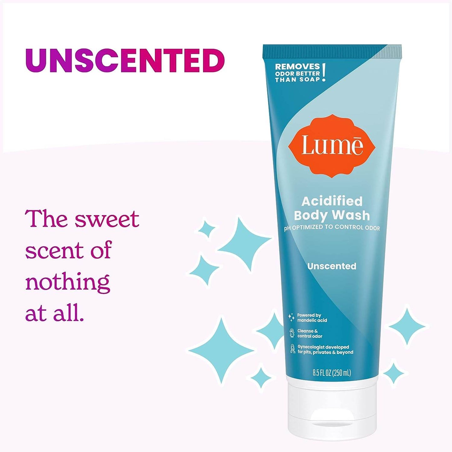 Lume Acidified Body Wash - 24 Hour Odor Control - Removes Odor Better than Soap - Moisturizing Formula - SLS Free, Paraben Free - Safe For Sensitive Skin - 8.5 ounce (Unscented) - Concordia Style Boutique