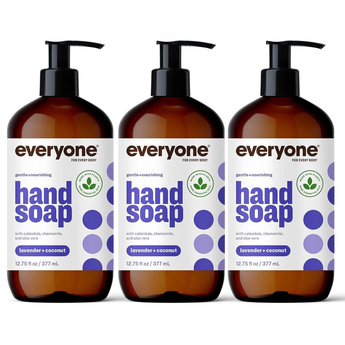 Everyone Liquid Hand Soap, 12.75 Ounce (Pack of 3), Lavender and Coconut, Plant-Based Cleanser with Pure Essential Oils - Concordia Style Boutique