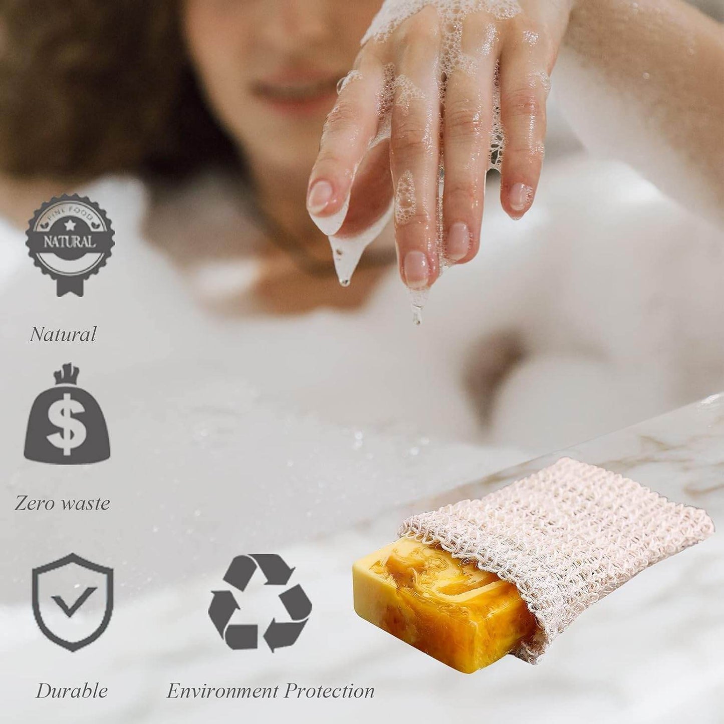 Soap Bag, Bar Soap Pouch, 5 Packs Sisal Soap Saver Bags Mesh for Exfoliating, Shower, Scrubber - Concordia Style Boutique