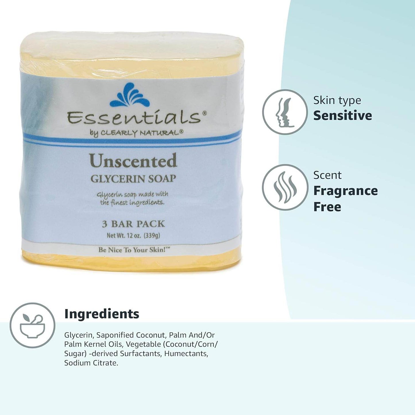 Clearly Natural Glycerine Bar Soap, Unscented - Concordia Style Boutique