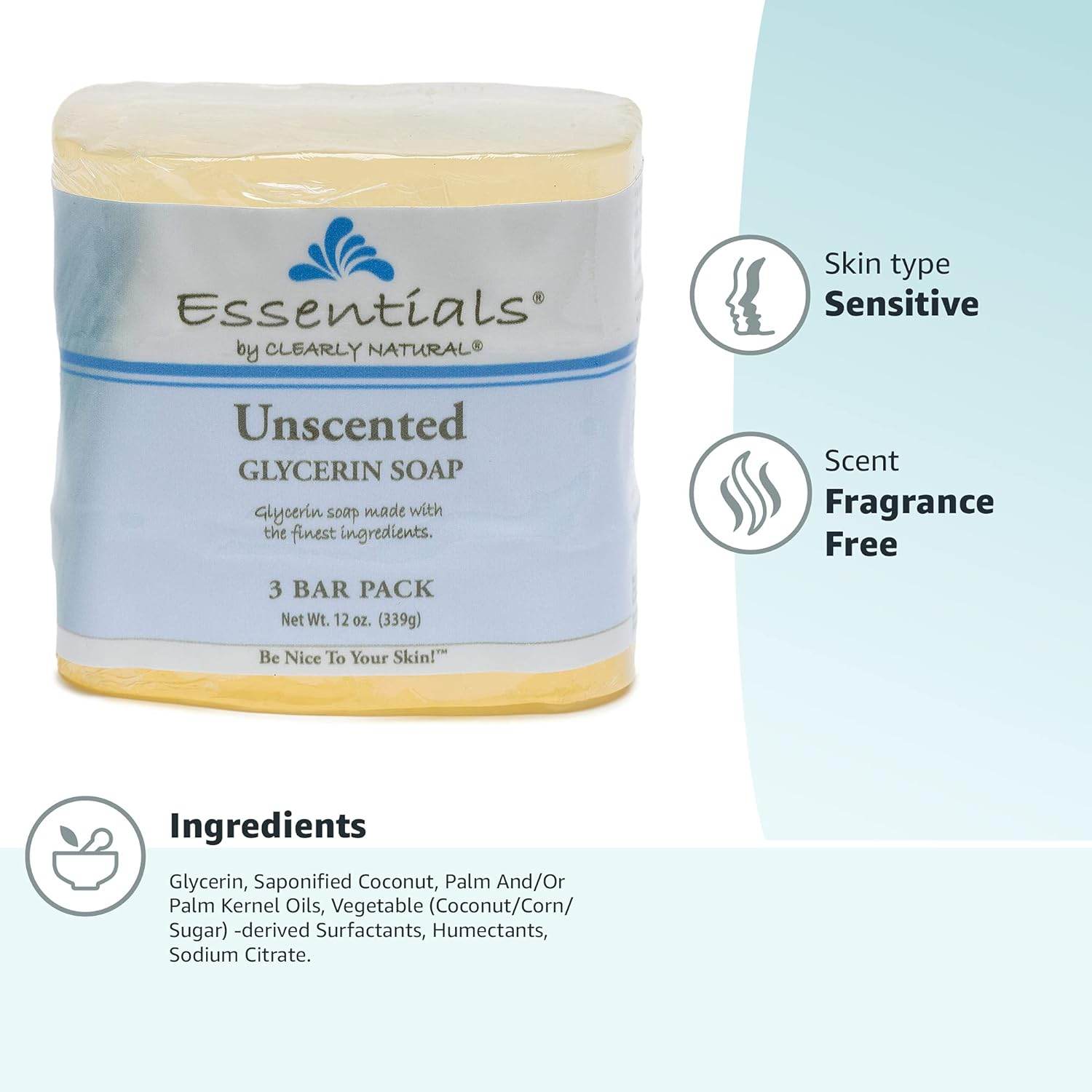 Clearly Natural Glycerine Bar Soap, Unscented - Concordia Style Boutique