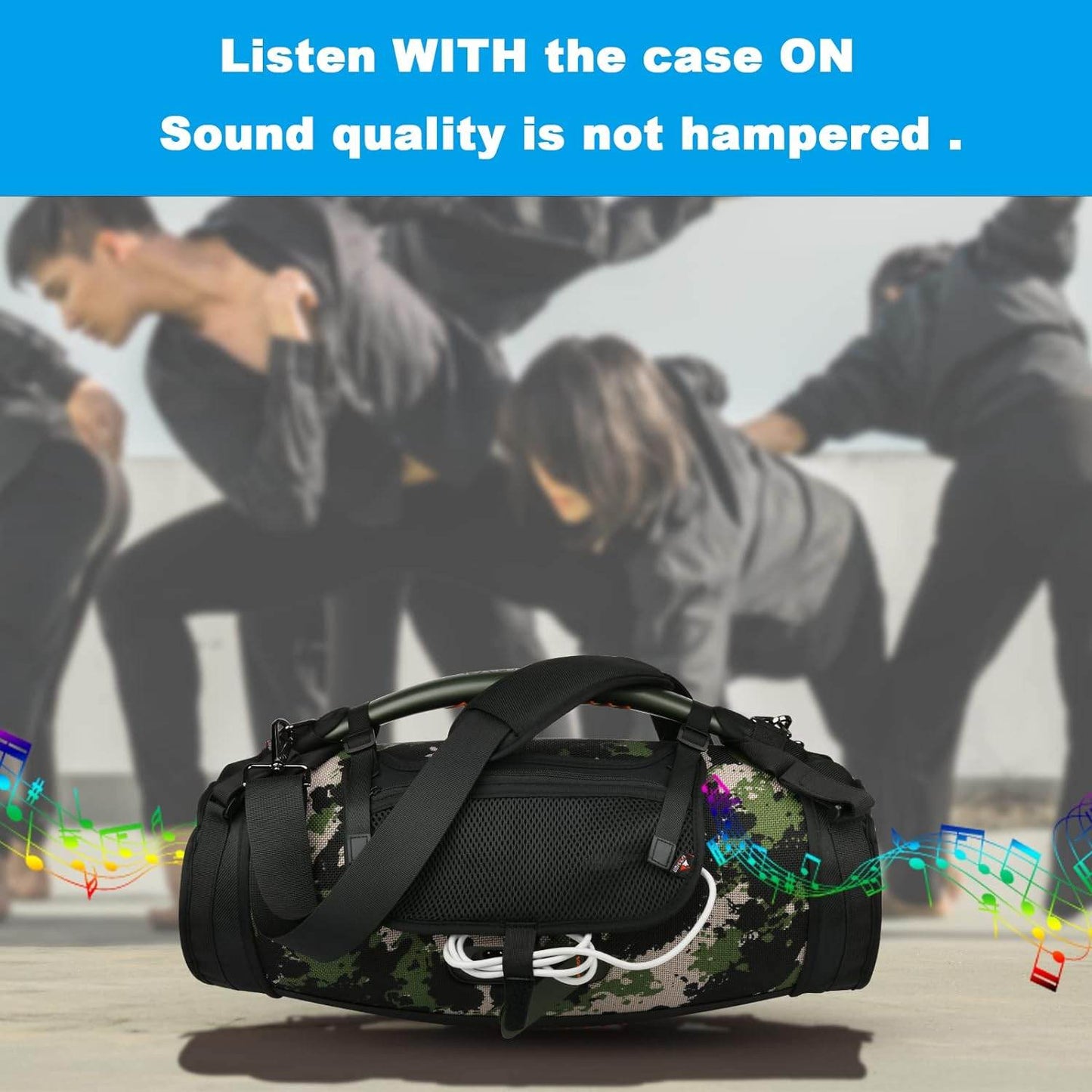 Travel Carrying Strap for JBL Boombox 3/Boombox 3 Wi-Fi Waterproof Portable Bluetooth Speaker, TXEsign Shoulder Strap with Two Side Covers Travel Carrying Pouch for JBL Boombox 3 (Black) - Concordia Style Boutique