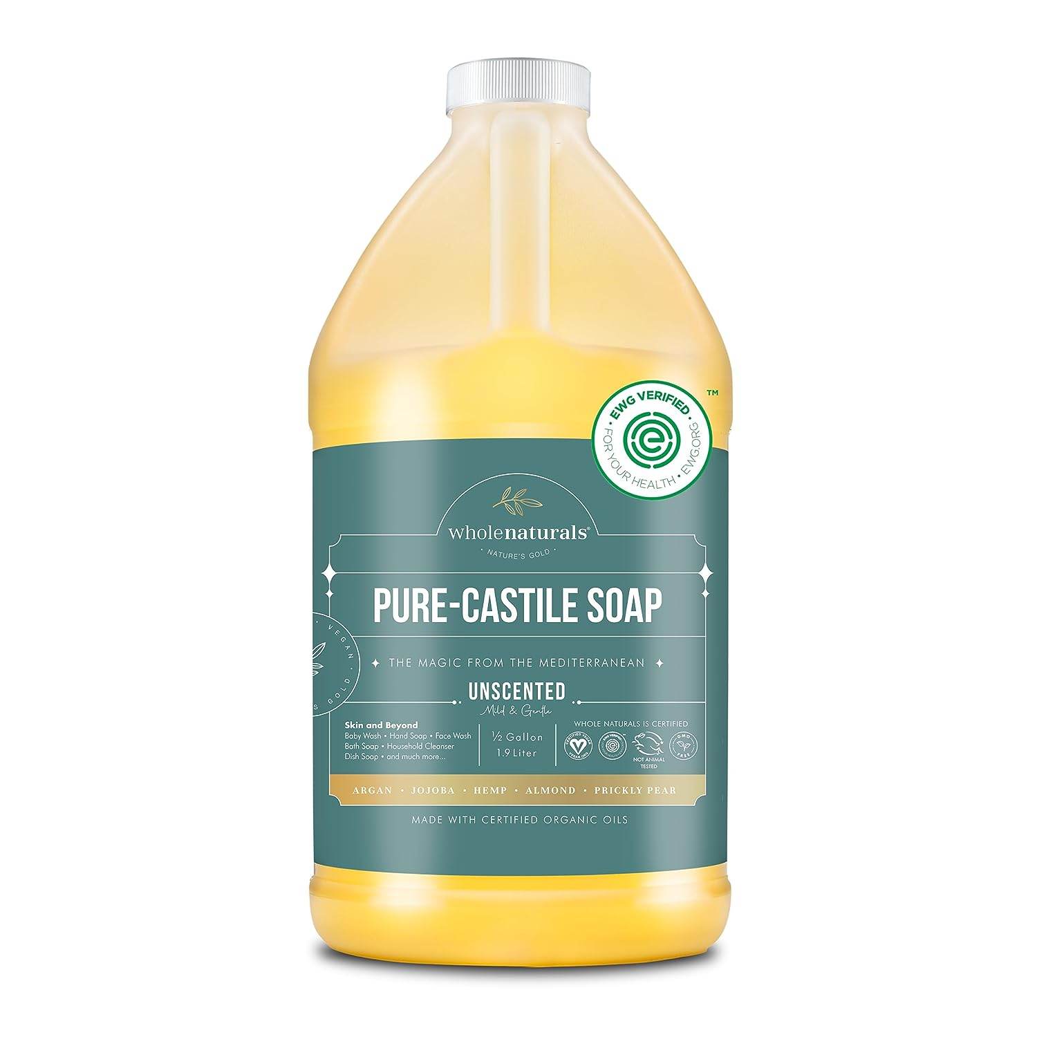 WHOLE NATURALS- Pure Castile Soap Liquid - EWG Verified & Certified Palm Oil Free - Concordia Style Boutique