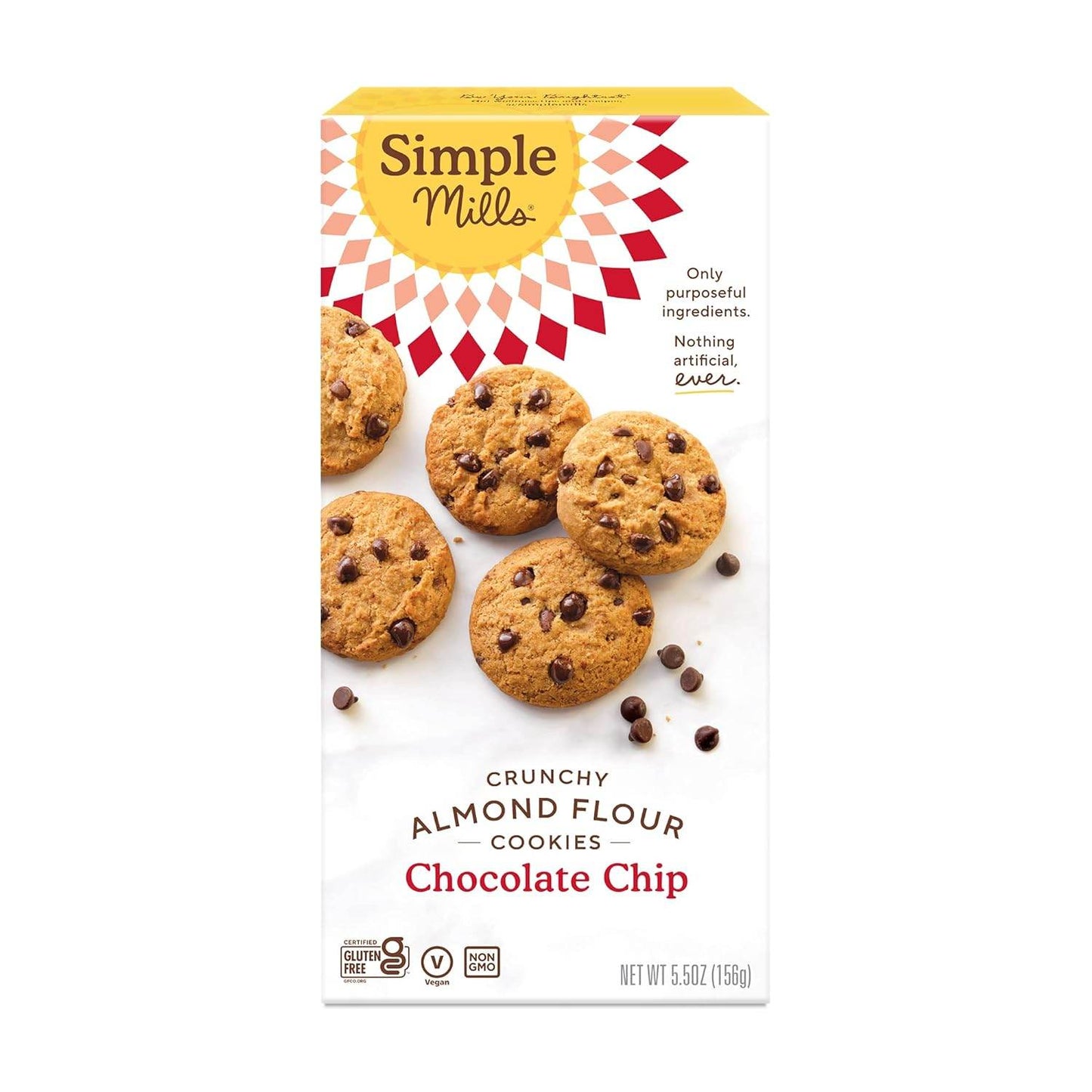 Simple Mills Almond Flour Crunchy Cookies, Chocolate Chip - Gluten Free, Vegan, Healthy Snacks, Made with Organic Coconut Oil, 5.5 Ounce (Pack of 1) - Concordia Style Boutique