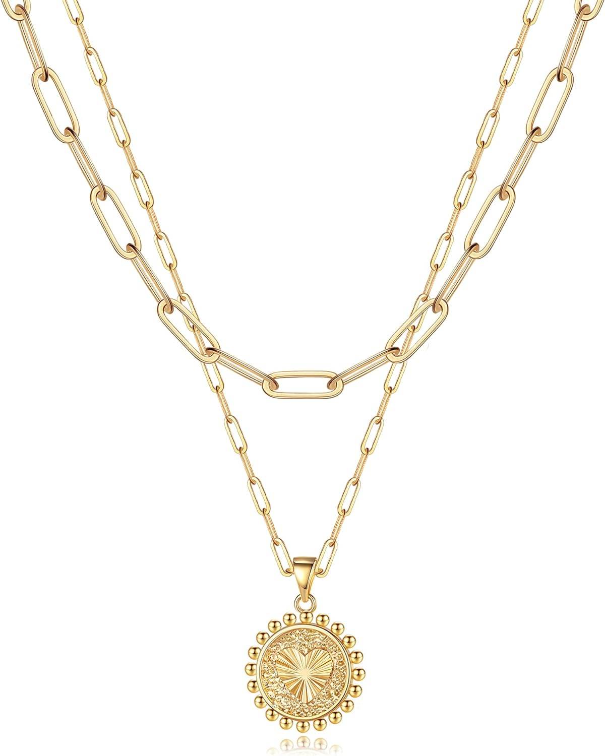 Turandoss Dainty Layered Choker Necklace, Handmade 14K Gold Plated Y Pendant Necklace Multilayer Bar Disc Necklace Adjustable Layering Choker Necklaces for Women - Concordia Style Boutique