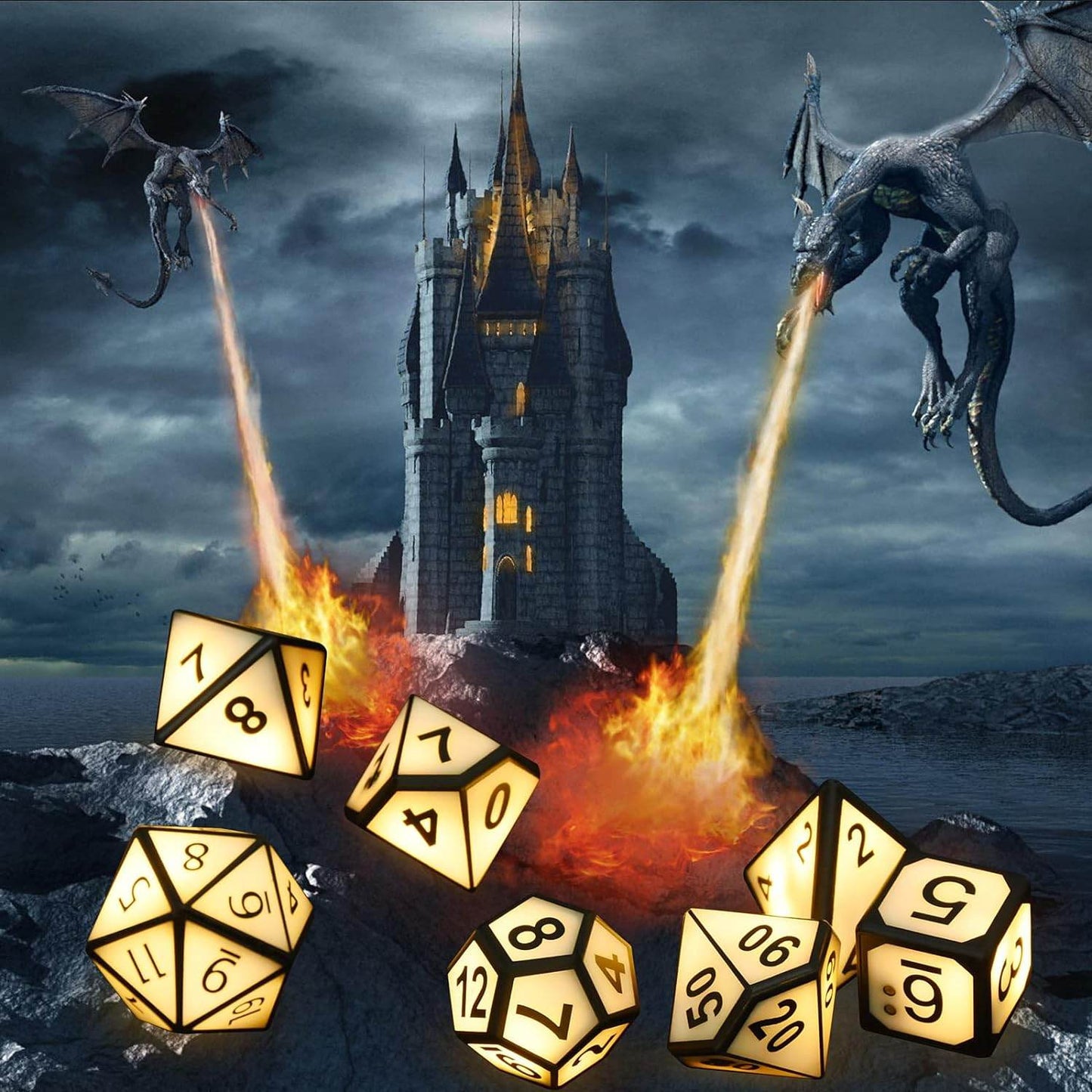 Light Up D&D Dice (Set of 7 USB Dice) - Concordia Style Boutique
