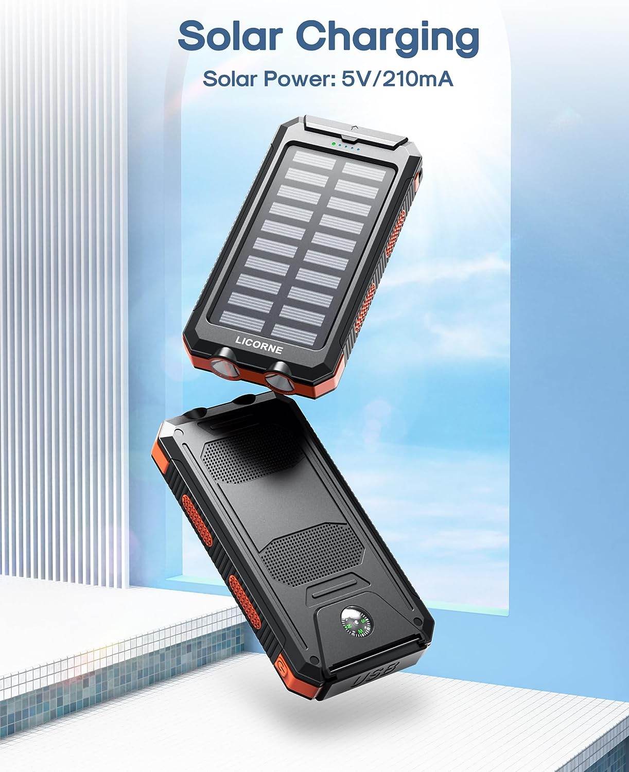 Solar Charger Power Bank Fast Charging - 30000mAh Portable Solar Phone Battery Panel Charger, QC3.0 Dual USB Port Battery Pack Charger for All Cell Phones & Electronic Devices (Orange) - Concordia Style Boutique