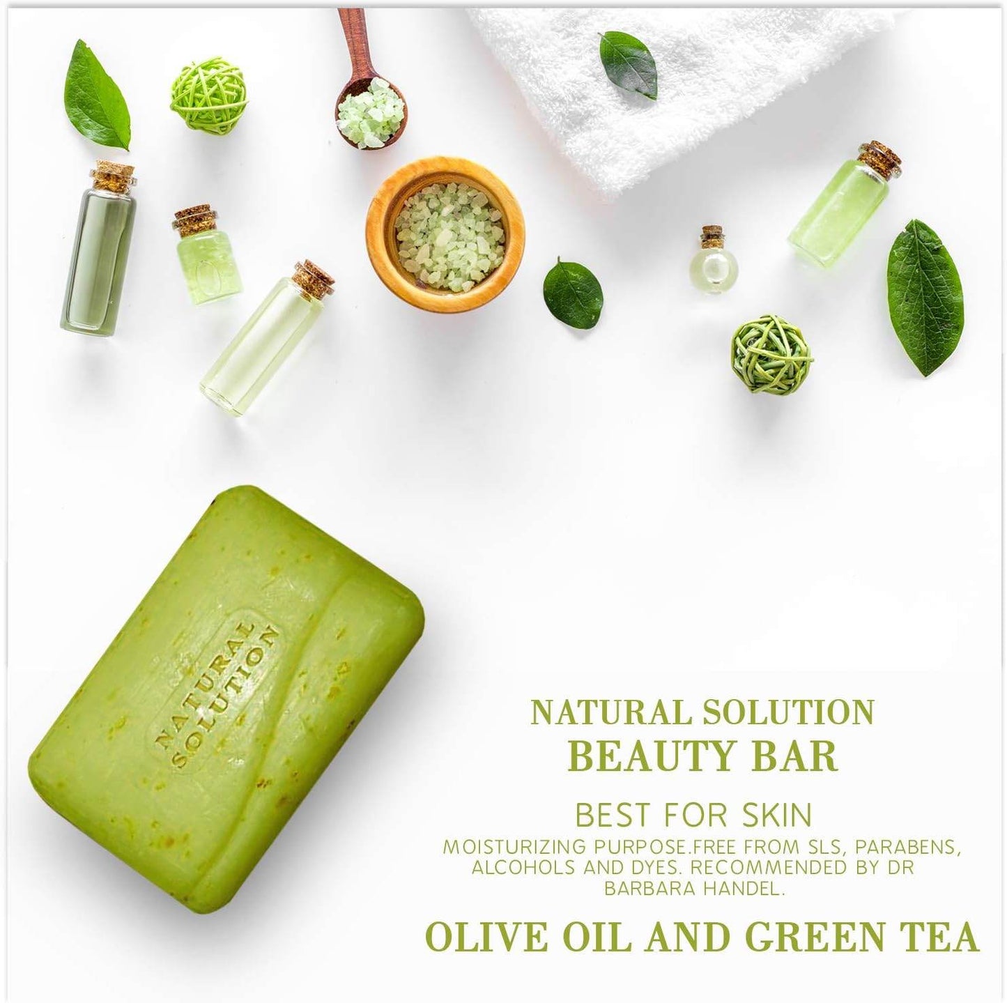 Natural Solution Himalayan Pink Salt Bath, Green Tea Soap Bar (6-Pack), Olive Oil & Green Tea Soap Bar (6-Pack) - Concordia Style Boutique