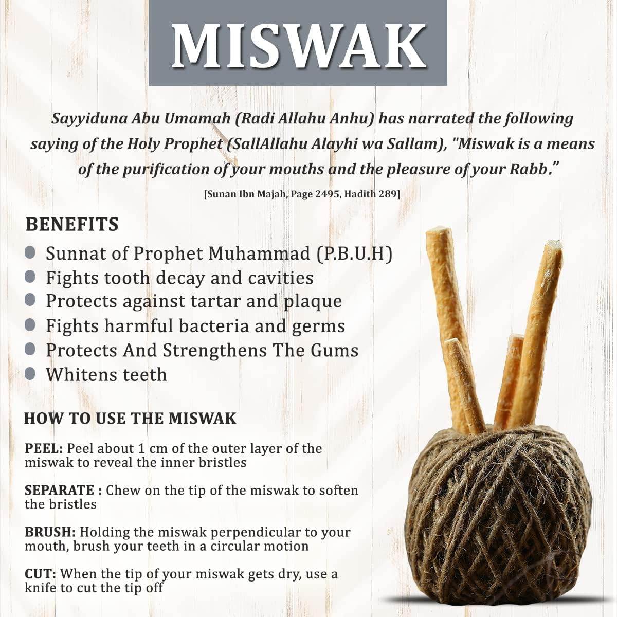 Golden Miswak Sticks for Teeth, MAY Sewak Toothbrush, Natural Toothbrush for Whiter Teeth, Lightweight Wood Brush for Healthy Gums, Muslim Tooth Stick, Condensed Miswak Extract, Yellow - Concordia Style Boutique
