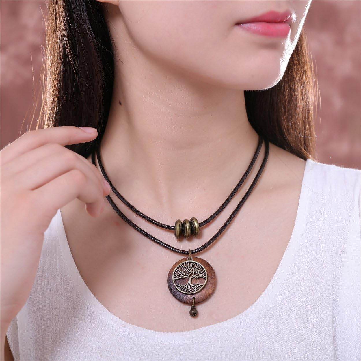 Wooden Choker Chunky Pendant Necklaces - Concordia Style Boutique