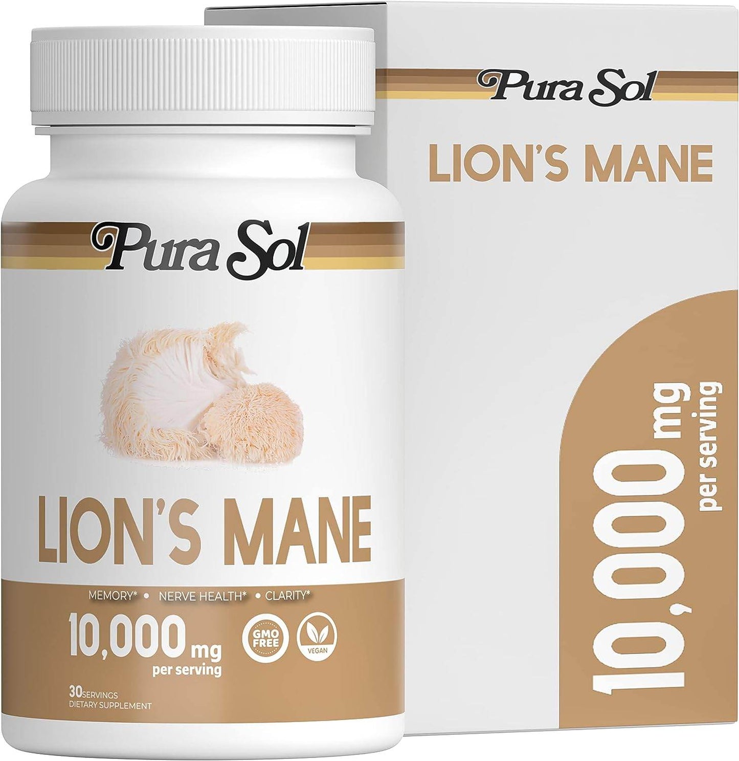 Lion’s Mane Mushroom Capsules 10,000 mg - 10:1 Hericium Powder Extract Supplement- Focus, Clarity and Cognition Supplement - Concordia Style Boutique