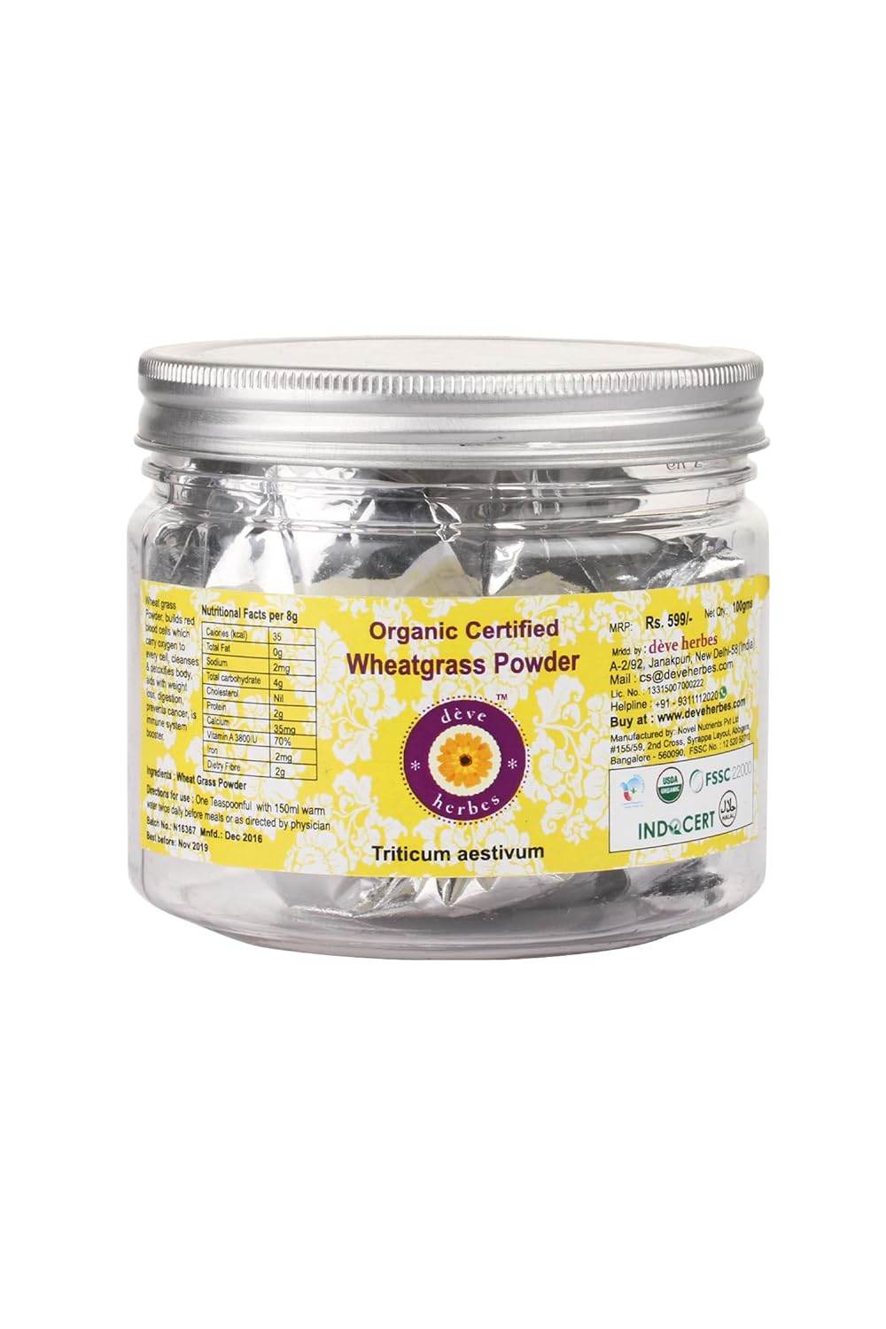 Deve Herbes Pure Natural Activated Carbon Fine Charcoal Powder From Coconut Shell Organic Pure & Natural 100gm (3.5 oz) - Concordia Style Boutique