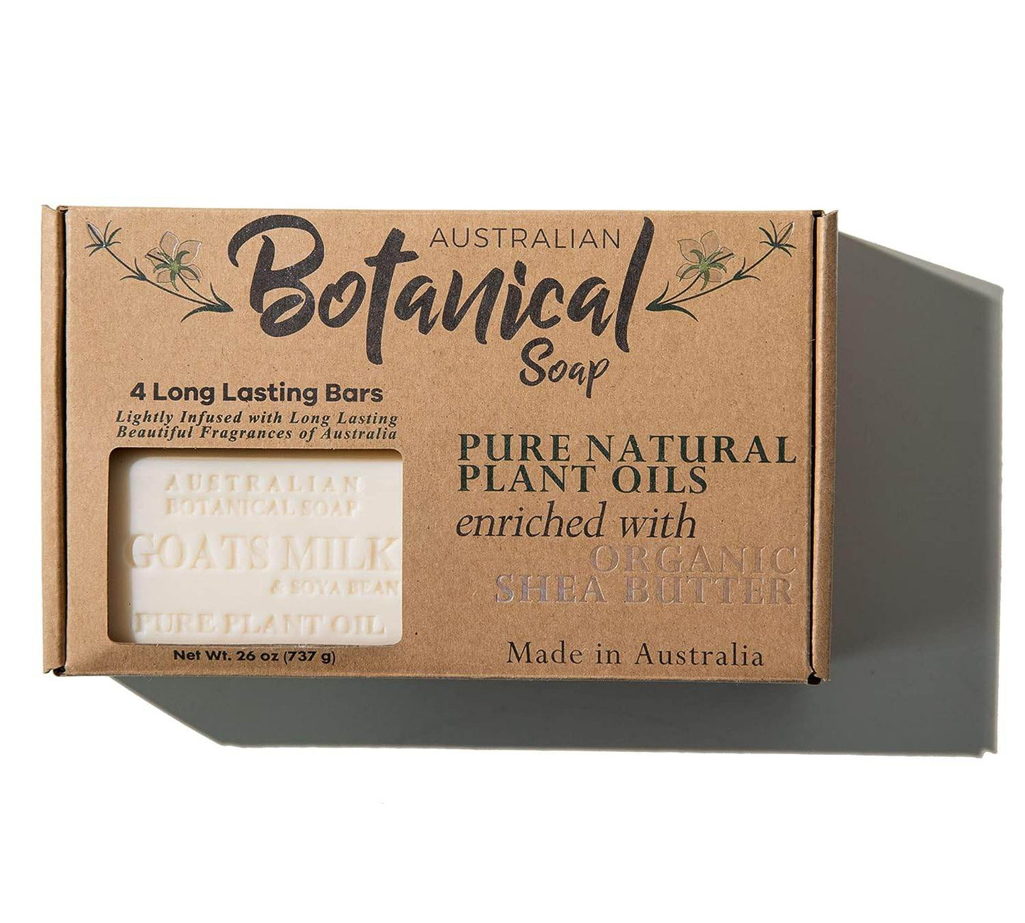 Australian Botanical Soap, Goat's Milk & Soya Bean Oil Pure Plant Oil Soap, 6.8 oz. 193g Bars - 8 Count - Packaging May Vary - Concordia Style Boutique