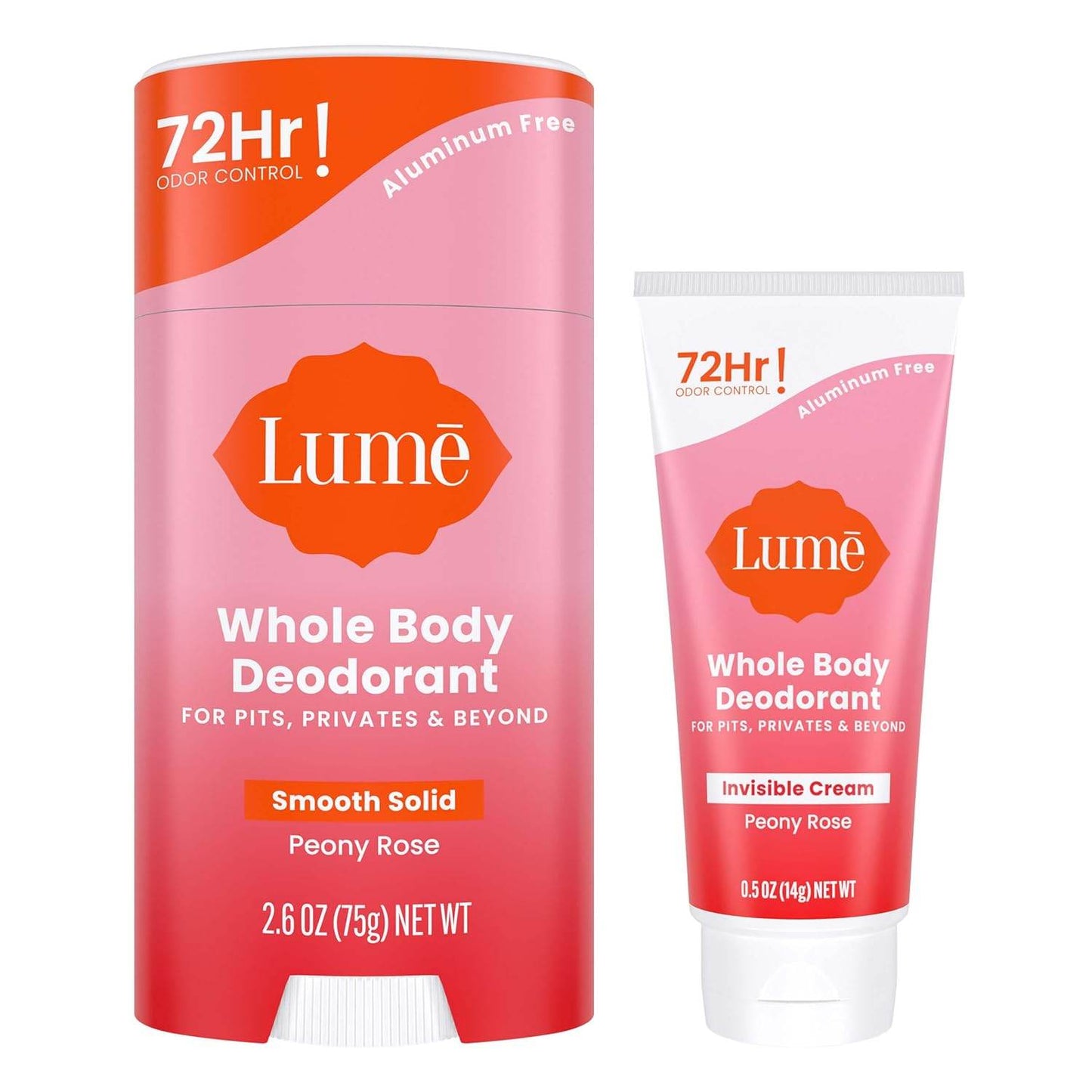 Lume Whole Body Deodorant - Invisible Cream Tube Mini and Solid Stick - 72 Hour Odor Control - Aluminum Free, Baking Soda Free, Skin Safe - 0.5 Ounce Mini Tube + 2.6 Ounce Solid Stick Bundle (Lavender Sage) - Concordia Style Boutique