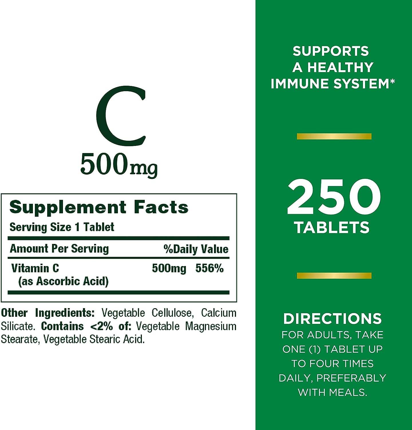Nature's Bounty Vitamin C, Immune Support, Tablets, 500mg, 250 Ct - Concordia Style Boutique