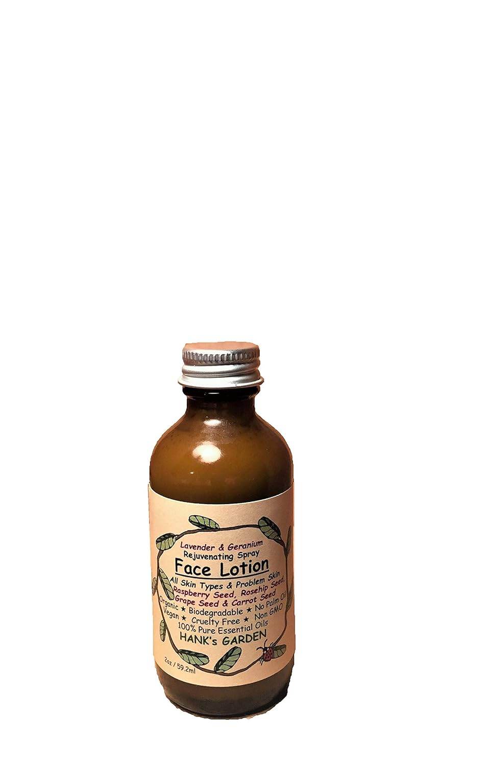 FACE LOTION SPRAY - All Skin & Problem Skin - REJUVENATING - Lavender & Geranium Essential Oils - Organic - Biodegradable - Vegan - Gluten Free - Non GMO - Cruelty Free (2 oz / 59.2 ml Refill) - Concordia Style Boutique