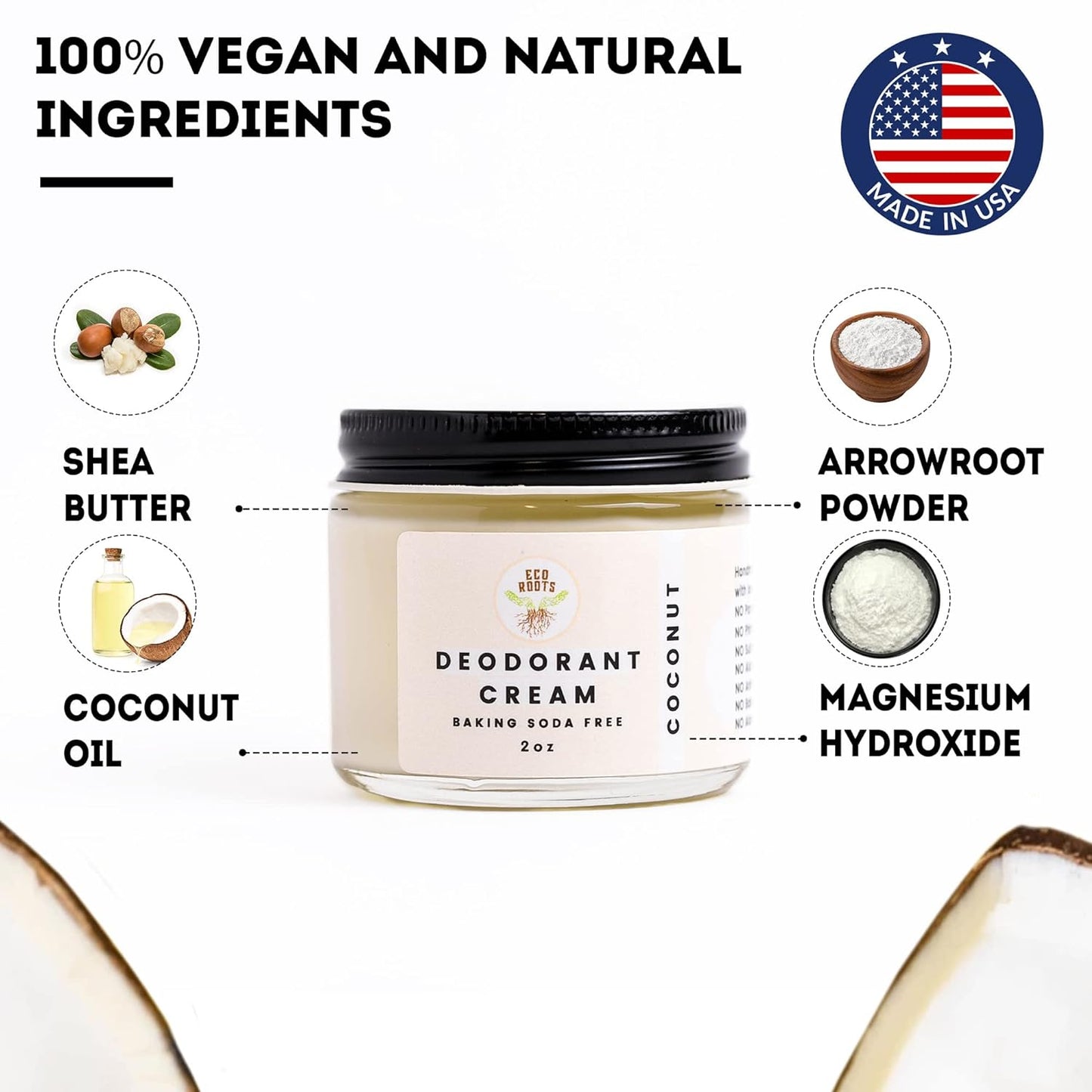 Natural Deodorant for Women & Men | Organic Deodorant Cream Non Aluminum | Baking Soda Free Healthy Deoderant for Body & Private Parts | All Vegan Pit Paste Zero Sweat | Coconut Scent - Premium Deodorant from Concordia Style Boutique - Just $26.79! Shop now at Concordia Style Boutique
