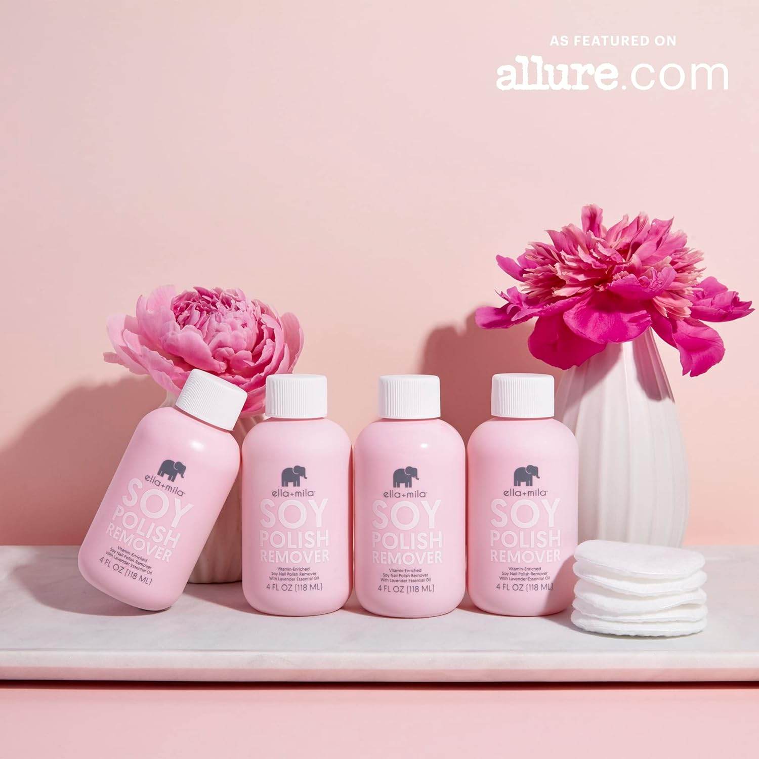 ella+mila Soy Nail Polish Remover Non-Acetone Nail Polish Remover - Non-Toxic Fingernail Polish Remover - Enriched with Lavender Essential Oil & Vitamins A,C & E (4 fl oz) - Concordia Style Boutique