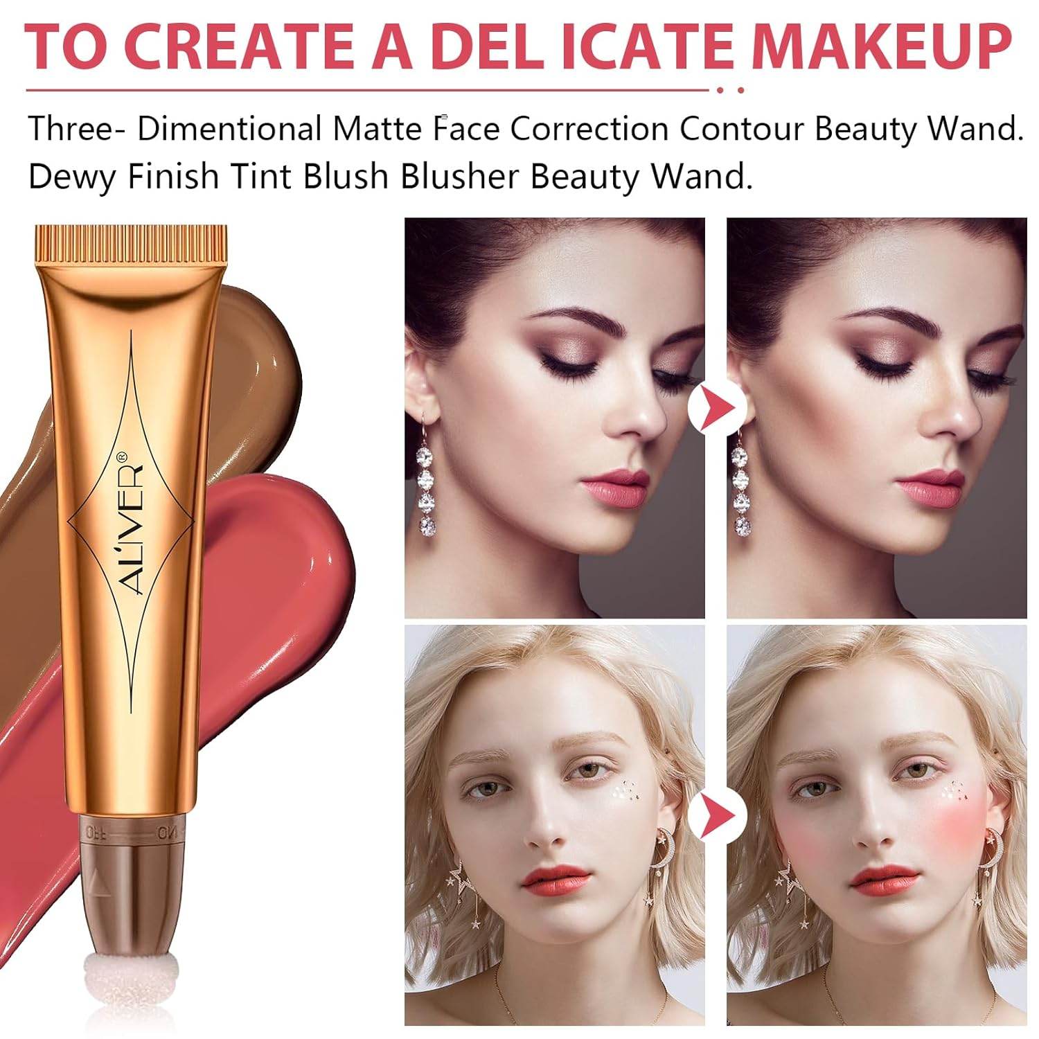 2 Pack Liquid Contour Beauty Wand, Liquid Face Concealer + Hydrating Liquid Blush Pen with Cushion Applicator Attached Easy to Blend, Long Lasting & Smooth Natural Matte Finish Makeup Pencil - Concordia Style Boutique