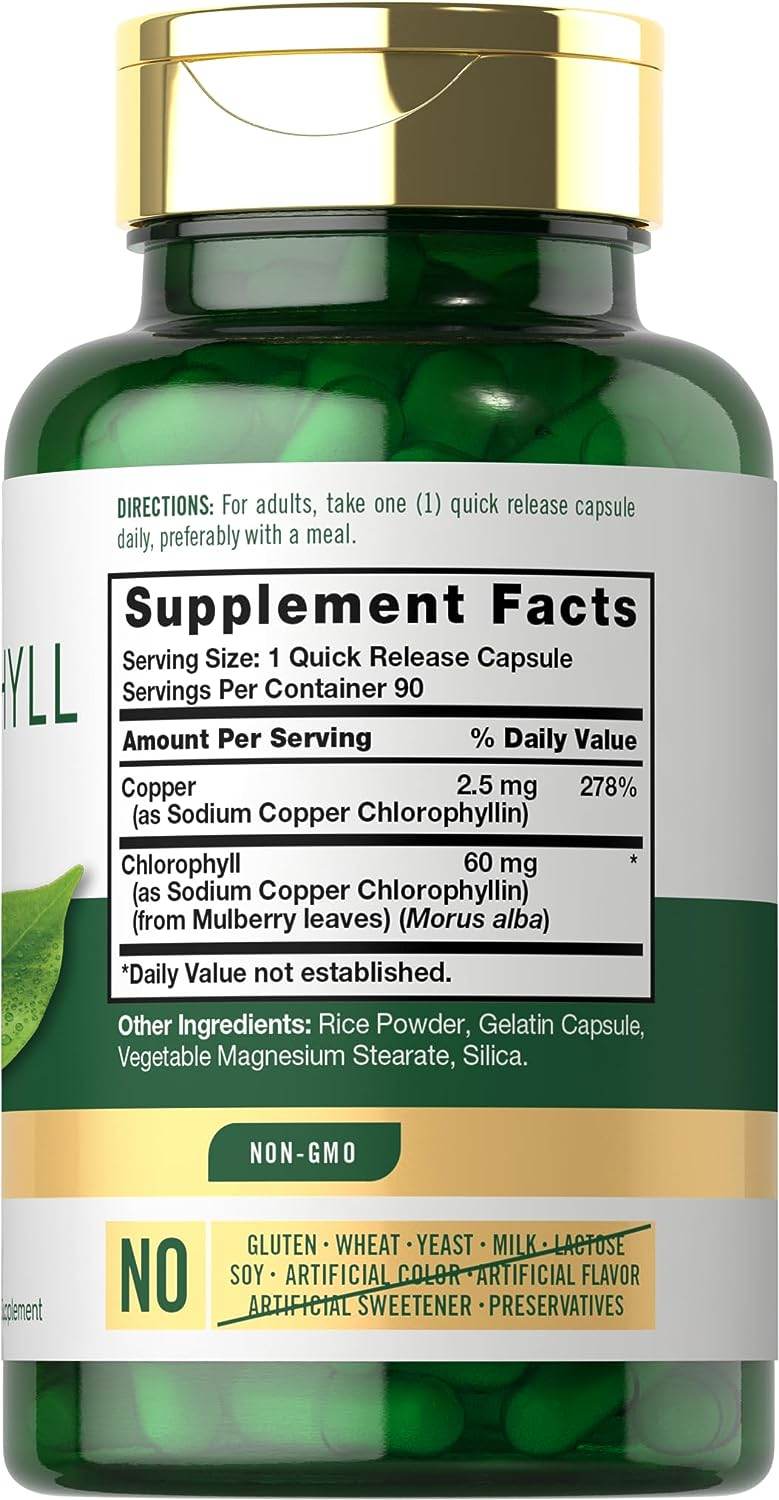 Chlorophyll Pills | 90 Capsules | Naturally Occurring Pigment | Chlorophyll Concentrate Supplement | Non-GMO, Gluten Free Complex - Concordia Style Boutique