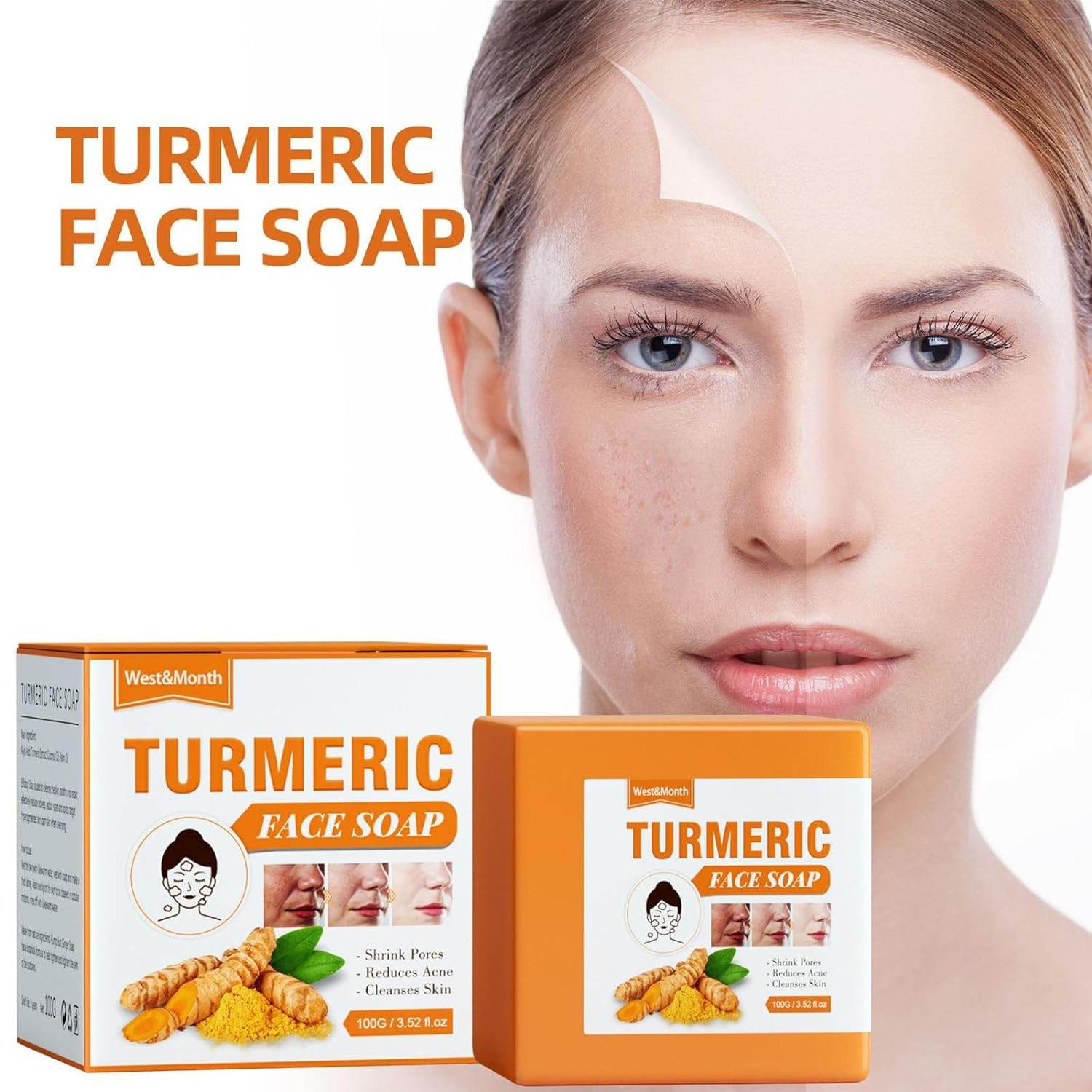 Moisturising Turmeric Face Soap, Turmeric Deep Cleanse Skin Bath Soap, Deep Cleansing Turmeric Face Soap Bar, Turmeric Soap Bar For Deep Cleansing - Concordia Style Boutique