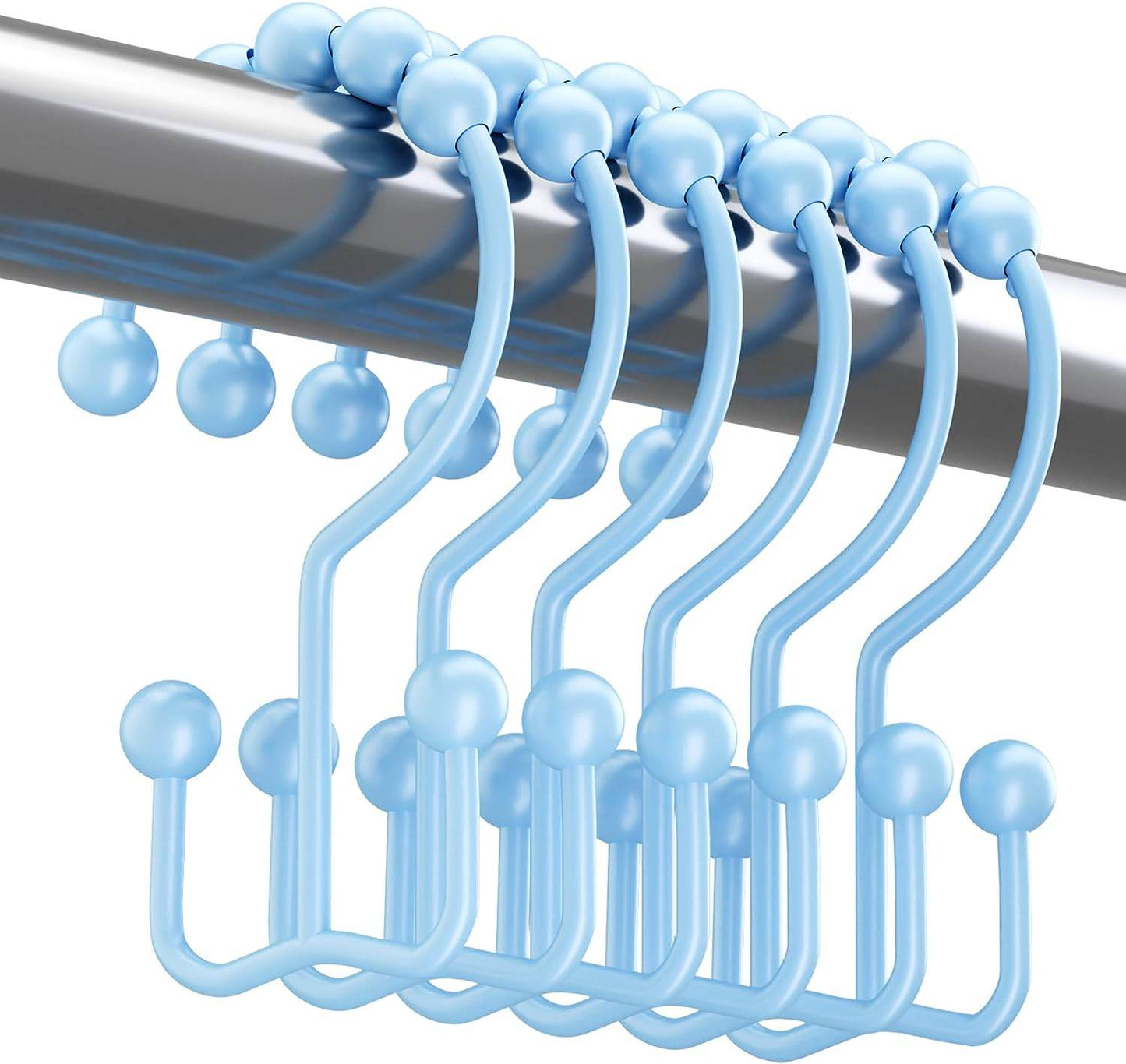 Shower Curtain Hooks, Shower Curtain Rings Rust Proof Metal Double Glide Shower Hooks Rings for Bathroom Shower Rods Curtains, Set of 12 Hooks - Nickel - Concordia Style Boutique