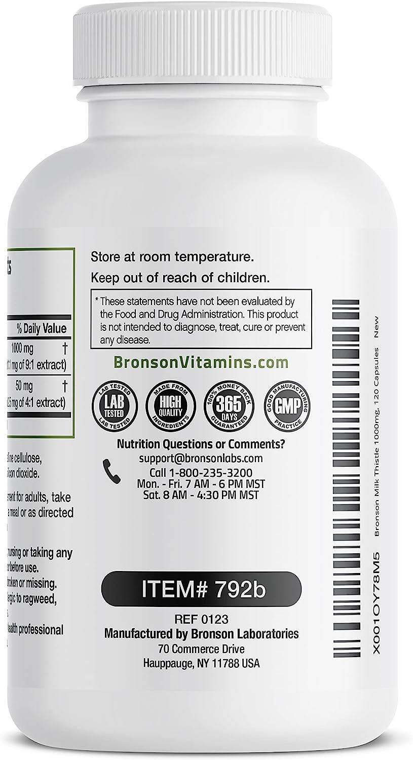 Milk Thistle 1000mg Silymarin Marianum & Dandelion Root Liver Health Support, Antioxidant Support, Detox, 120 Capsules - Concordia Style Boutique