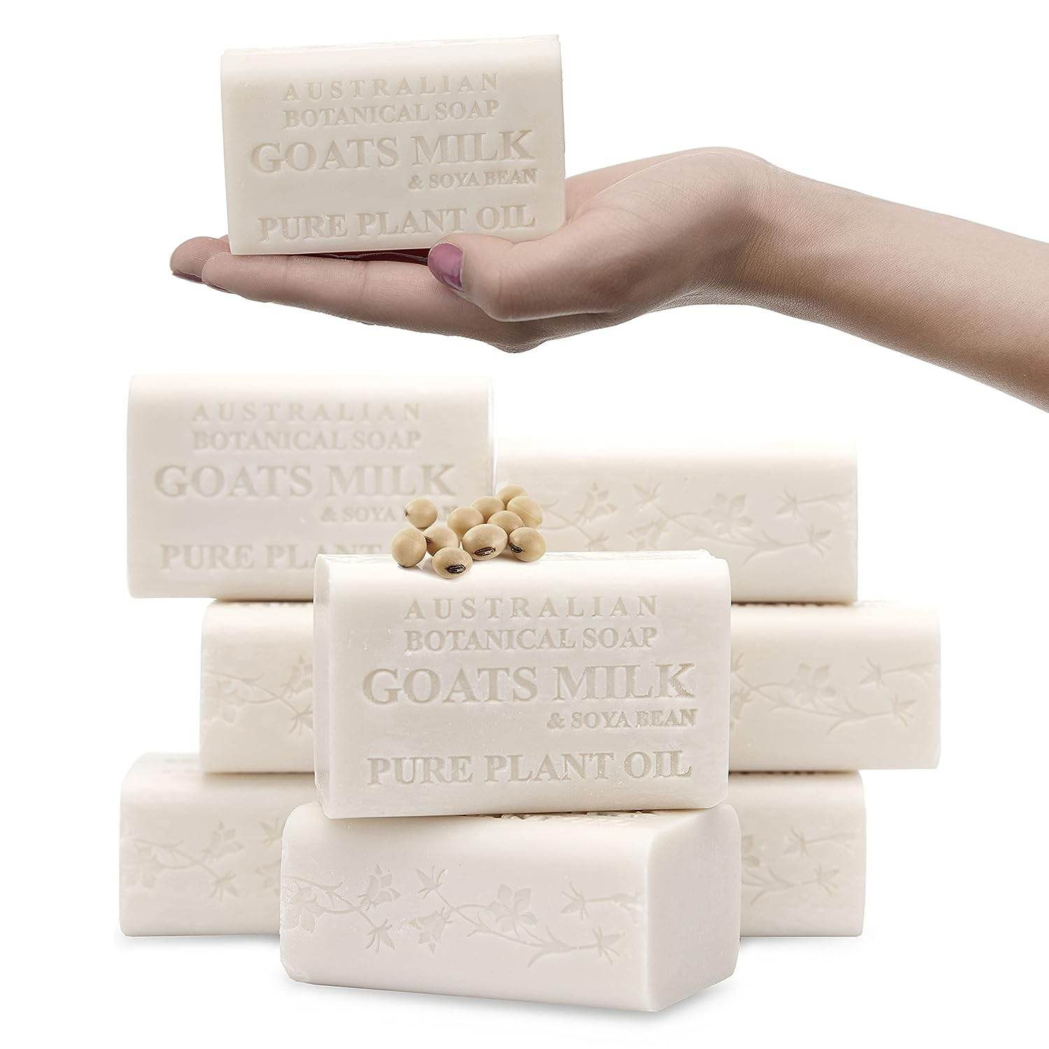 Australian Botanical Soap, Goat's Milk & Soya Bean Oil Pure Plant Oil Soap, 6.8 oz. 193g Bars - 8 Count - Packaging May Vary - Concordia Style Boutique