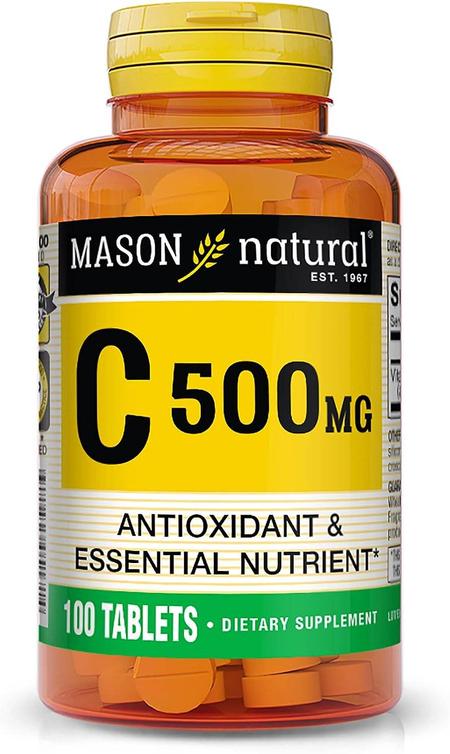 Vitamin C 500 mg - Supports Healthy Immune System, Antioxidant and Essential Nutrient, 100 Tablets - Concordia Style Boutique