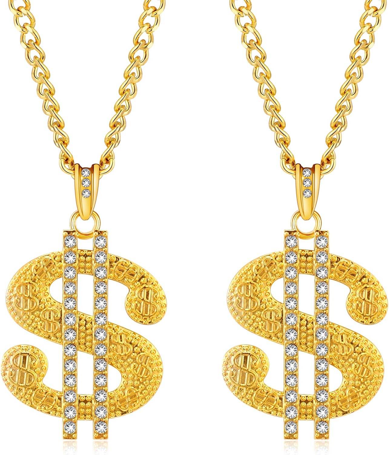 Tatuo 2 Pieces Plated Chain for Men with Dollar Sign Pendant Necklace, Hip Hop Dollar Necklace - Concordia Style Boutique