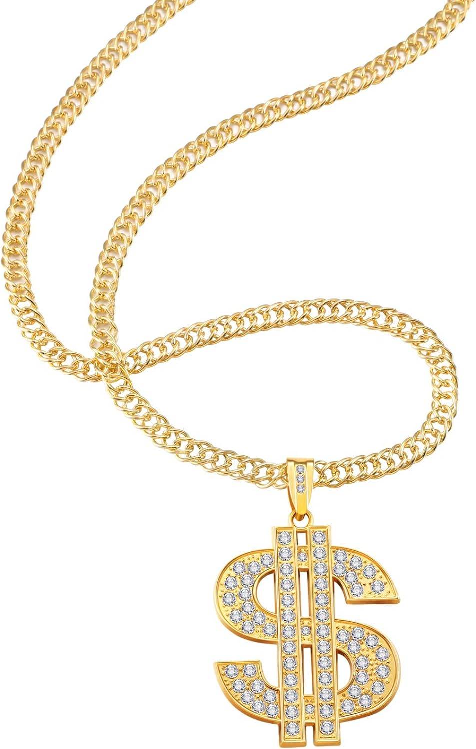 Tatuo 2 Pieces Plated Chain for Men with Dollar Sign Pendant Necklace, Hip Hop Dollar Necklace - Concordia Style Boutique