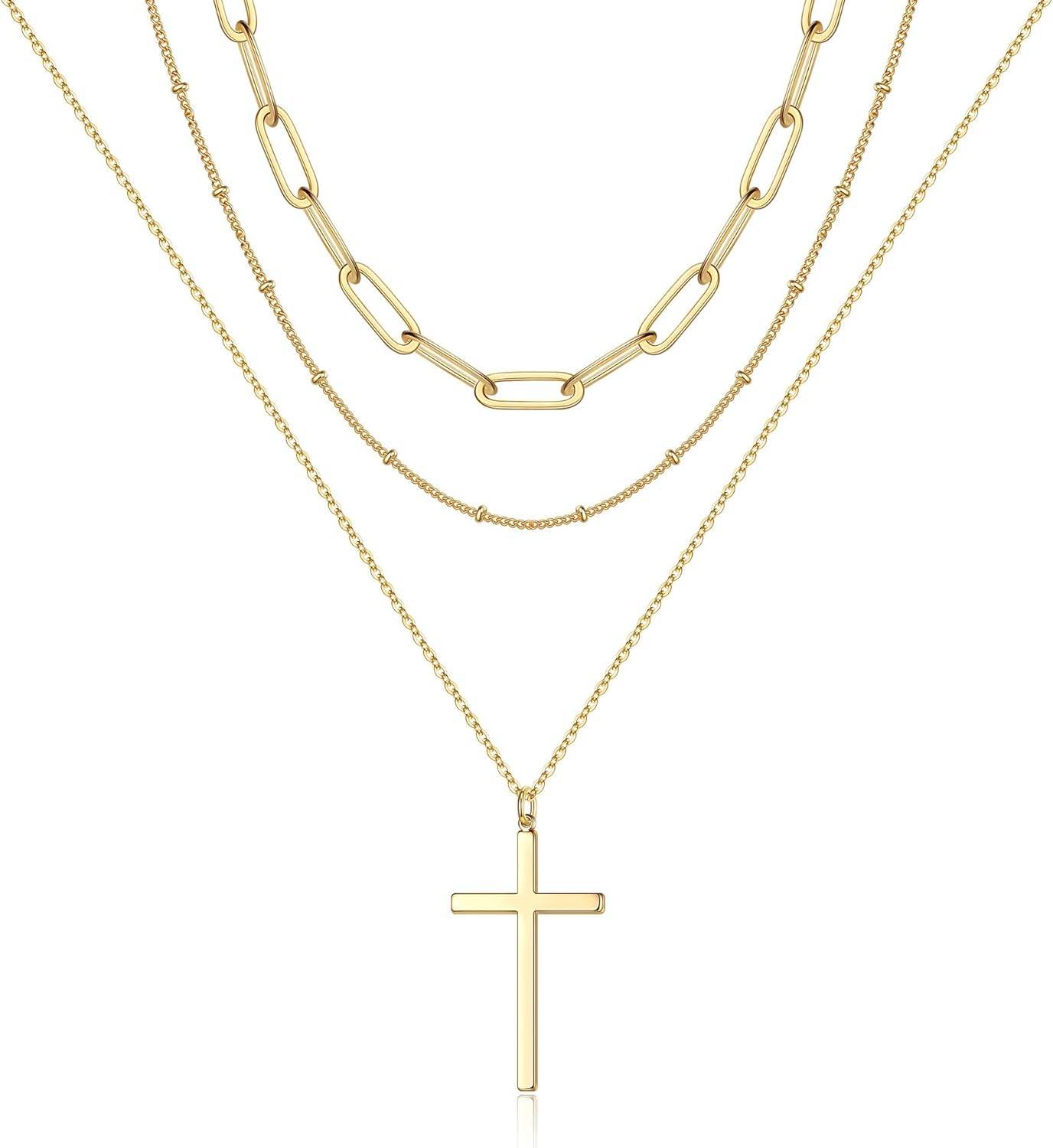 Turandoss Dainty Layered Choker Necklace, Handmade 14K Gold Plated Y Pendant Necklace Multilayer Bar Disc Necklace Adjustable Layering Choker Necklaces for Women - Concordia Style Boutique