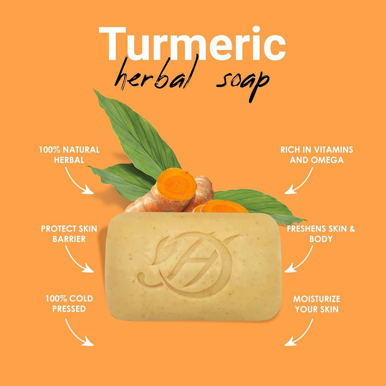 Turmeric Herbal Soap & a Lot More | For Cleansing & Moisturization | 5 Ounces Large Bar ((Pack of 1) - Concordia Style Boutique