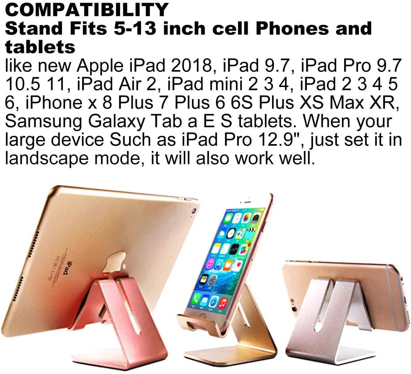 Phone Stand - Aluminum Solid Portable Desktop Holder. Dock Compatible with Phone 13/ 12/ 11 XR/ MAX XS/ Max XR, Kindle Tab (4-13 Inch) -Black - Concordia Style Boutique