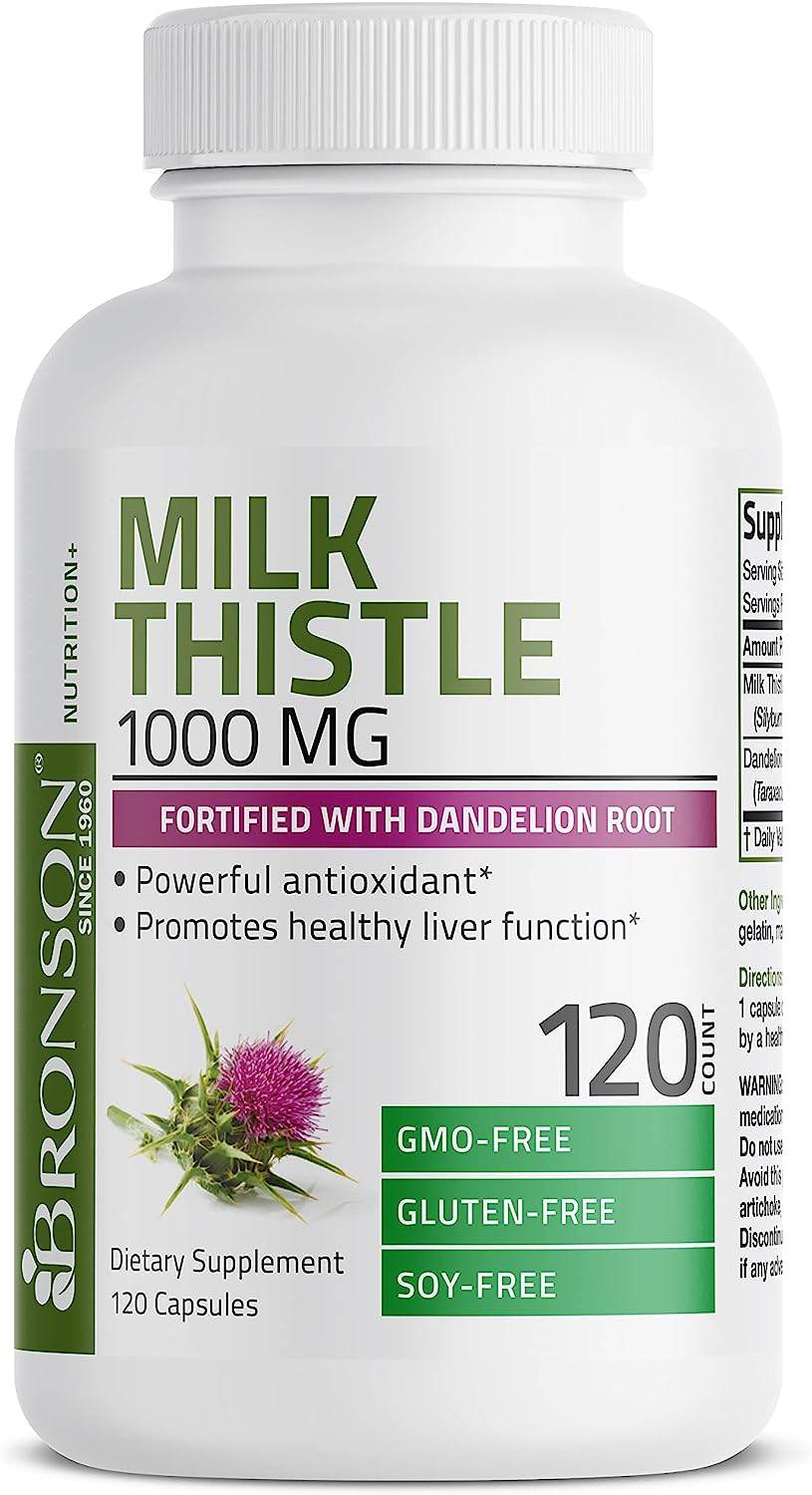 Milk Thistle 1000mg Silymarin Marianum & Dandelion Root Liver Health Support, Antioxidant Support, Detox, 120 Capsules - Concordia Style Boutique
