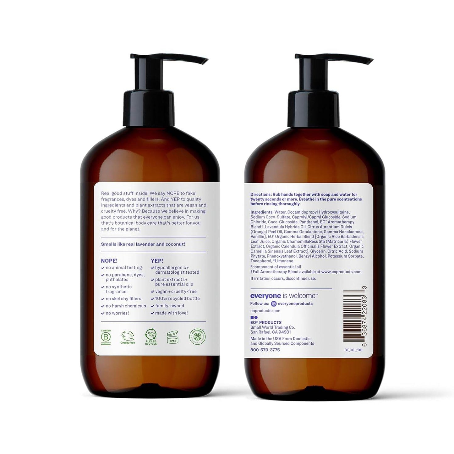 Everyone Liquid Hand Soap, 12.75 Ounce (Pack of 3), Lavender and Coconut, Plant-Based Cleanser with Pure Essential Oils - Concordia Style Boutique