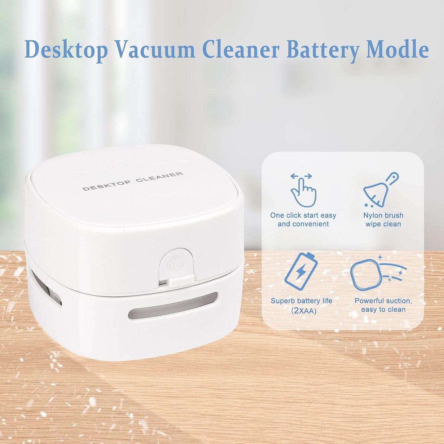 Portable Mini Vacuum Cleaner-Desktop Vacuum Cleaner-Crumb Vacuum/Desk Vacuum Cleaner Mini Handheld Table dust Sweeper 360º Rotatable Design for Keyboard/Can Suck up Crumbs(White) - Concordia Style Boutique