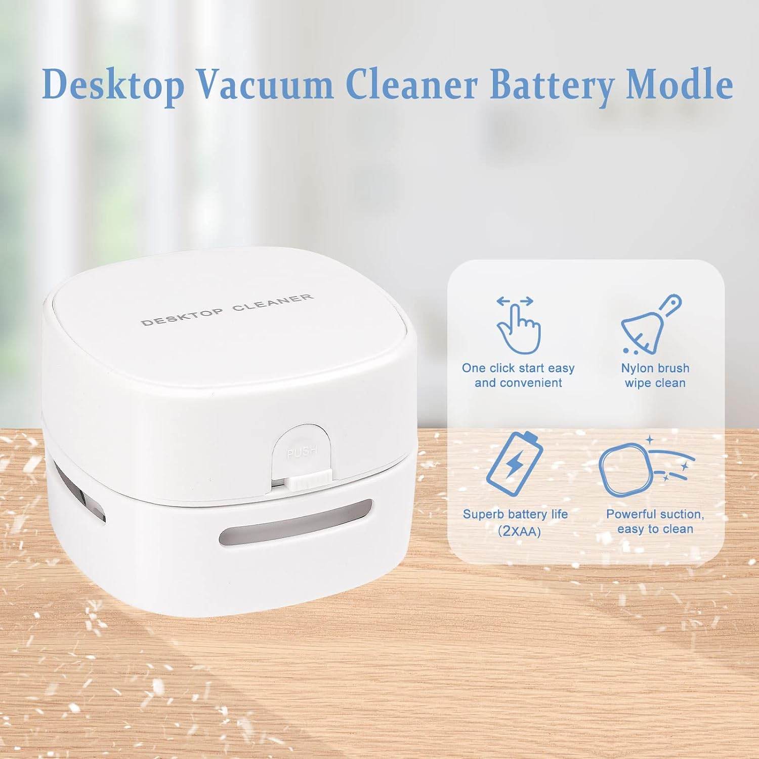 Portable Mini Vacuum Cleaner-Desktop Vacuum Cleaner-Crumb Vacuum/Desk Vacuum Cleaner Mini Handheld Table dust Sweeper 360º Rotatable Design for Keyboard/Can Suck up Crumbs(White) - Concordia Style Boutique