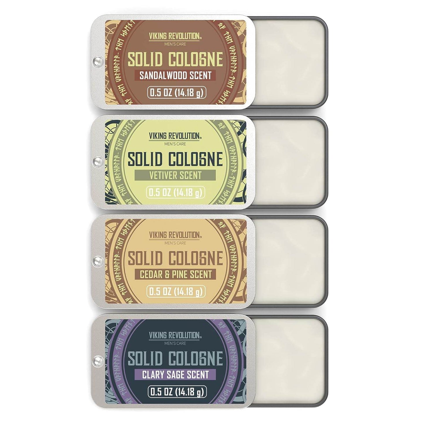 4 Pack Men's Cologne Colognes - 0.5 Oz - Men's Solid Perfume with Cedar Wood, Clary Sage, Vetiver, Sandalwood Cologne for Men - Balm Cologne for Men - Cologne Balm - Travel Cologne Wax - Concordia Style Boutique