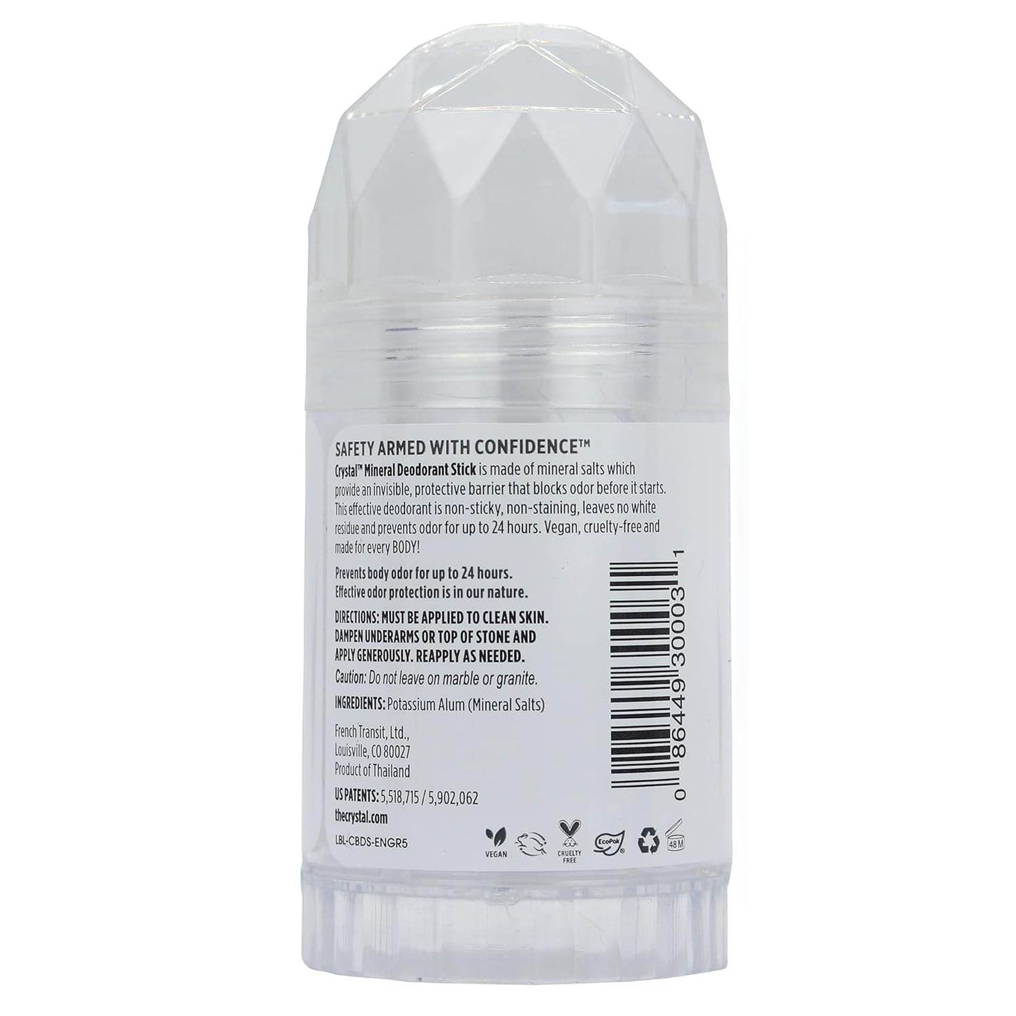 CRYSTAL Deodorant Stick , Unscented, 4.25 Ounce, White - Concordia Style Boutique