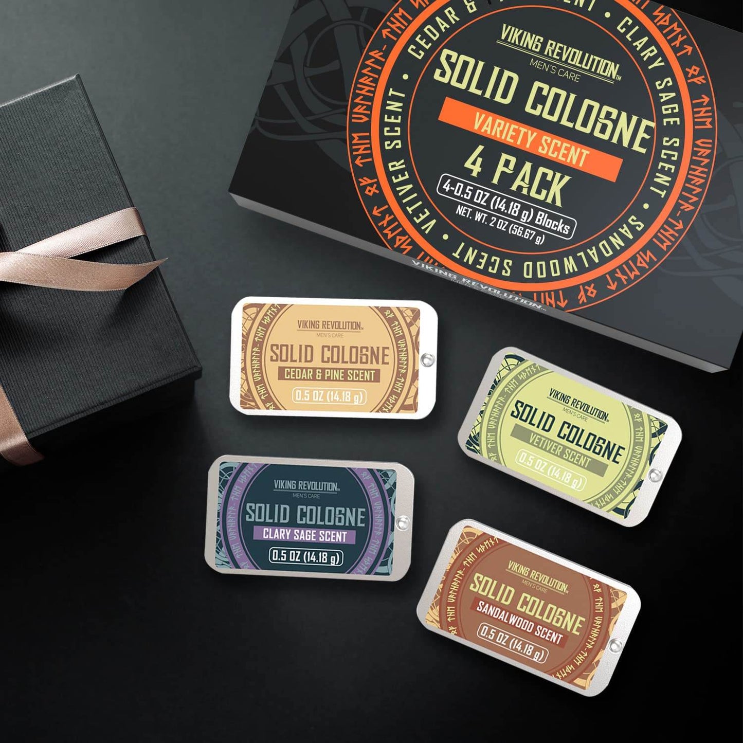 4 Pack Men's Cologne Colognes - 0.5 Oz - Men's Solid Perfume with Cedar Wood, Clary Sage, Vetiver, Sandalwood Cologne for Men - Balm Cologne for Men - Cologne Balm - Travel Cologne Wax - Concordia Style Boutique