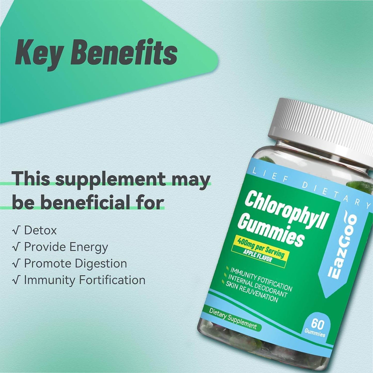 Chlorophyll Gummies with Apple Cider Vinegar Ashwagandha Vitamins Magnesium Gummies, Vegan Chlorophyll - 60 Count - Concordia Style Boutique