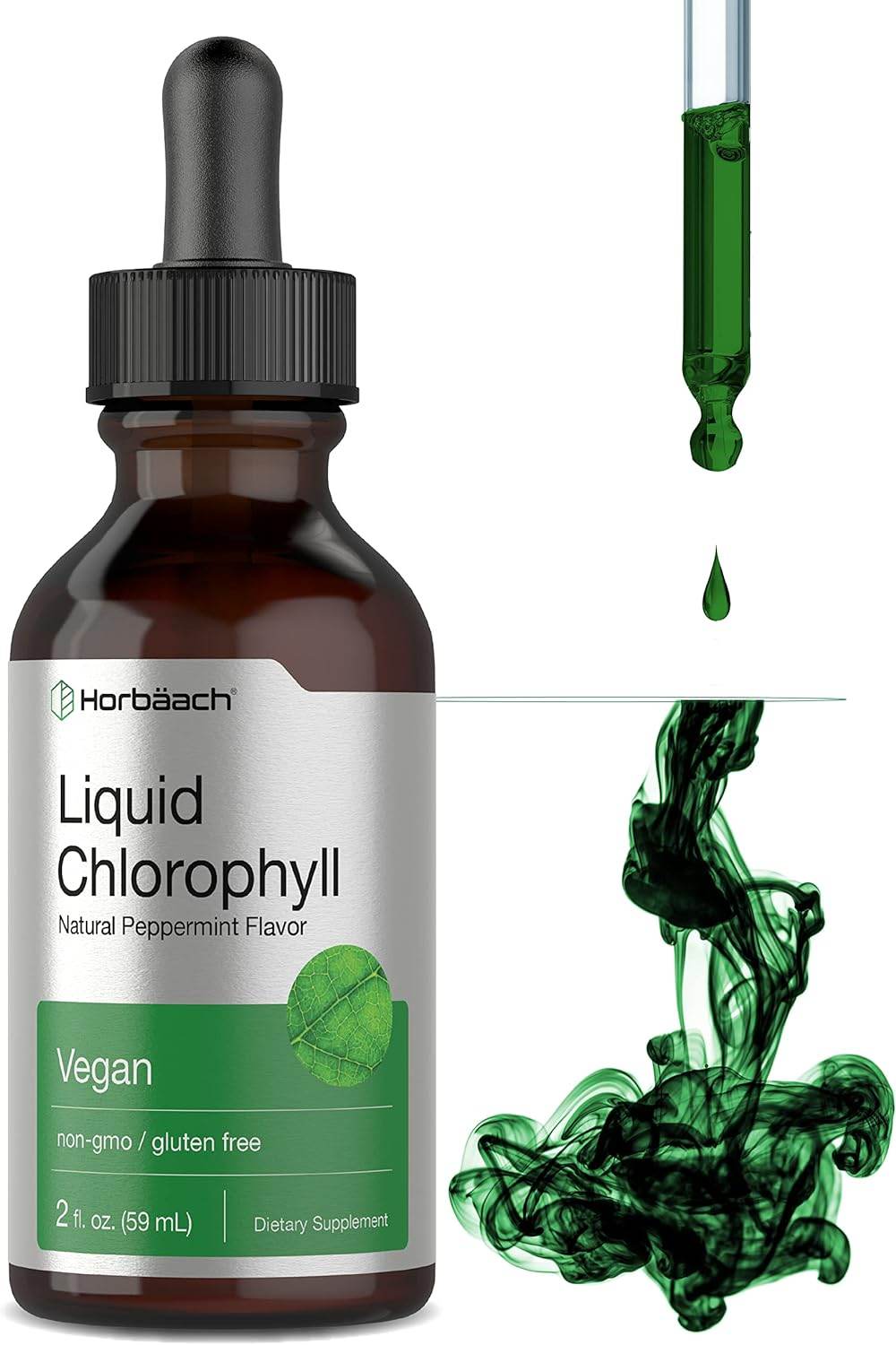 Liquid Chlorophyll | 2 oz | Vegan, Non-GMO, and Gluten Free Formula | Natural Peppermint Flavor | by Horbaach - Concordia Style Boutique