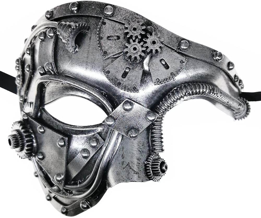 Ubauta Steampunk Metal Cyborg Venetian Mask, Masquerade Mask For Halloween Costume Party/Phantom Of The Opera/Mardi Gras Ball - Concordia Style Boutique